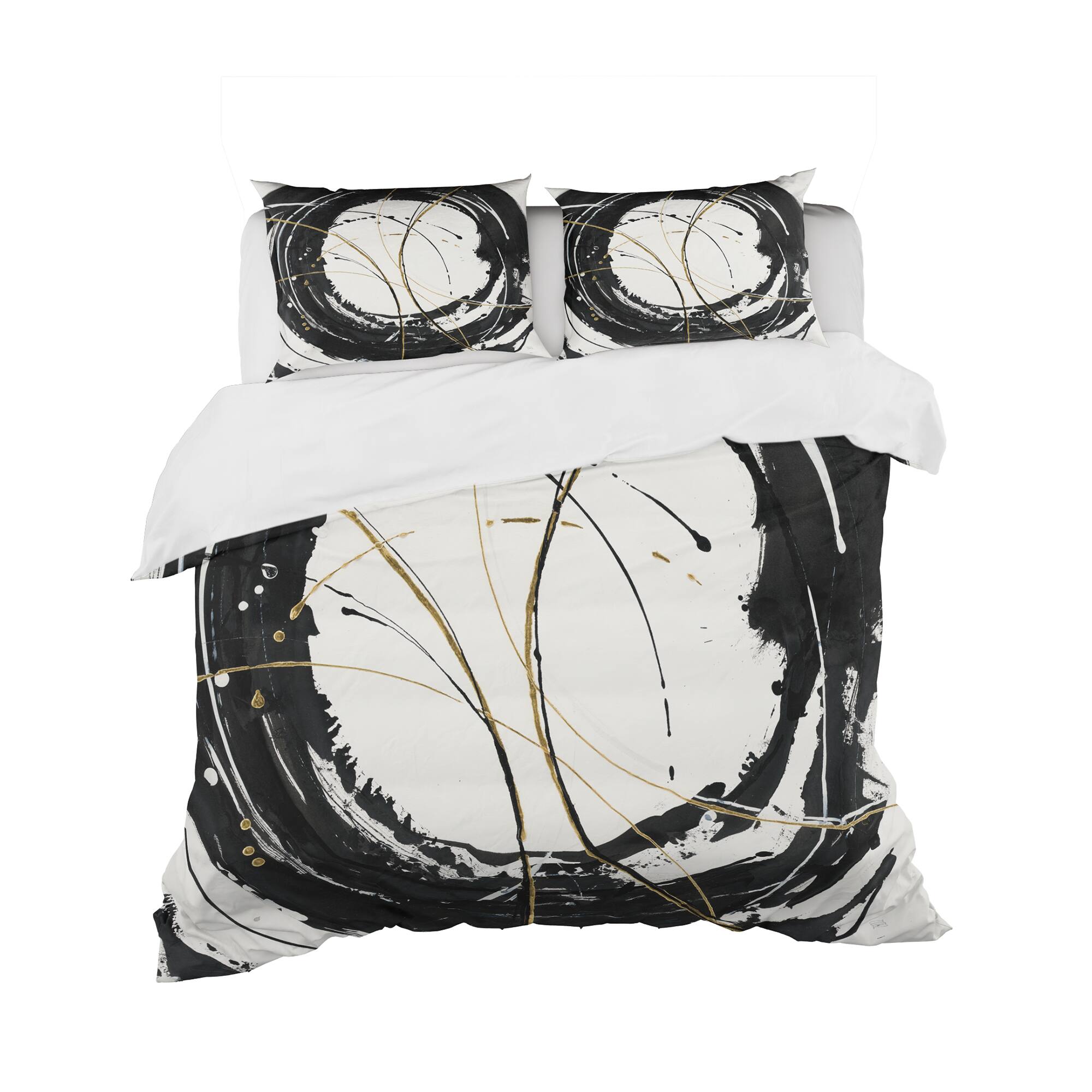 Designart &#x27;Gold Metallic Circle&#x27; Glam Bedding Set - Duvet Cover &#x26; Shams