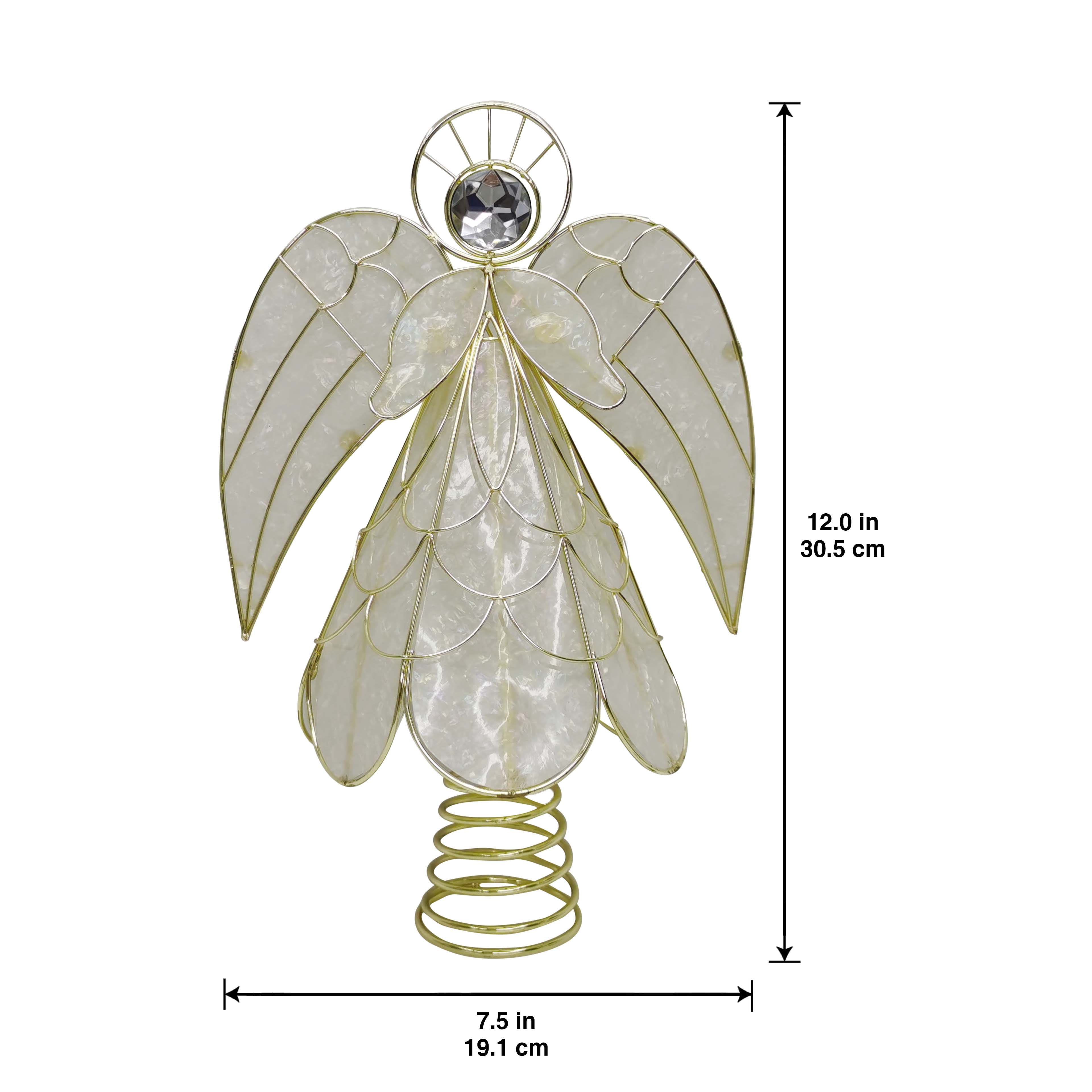 12&#x22; Faux Capiz Angel Lighted Tree Topper by Ashland&#xAE;