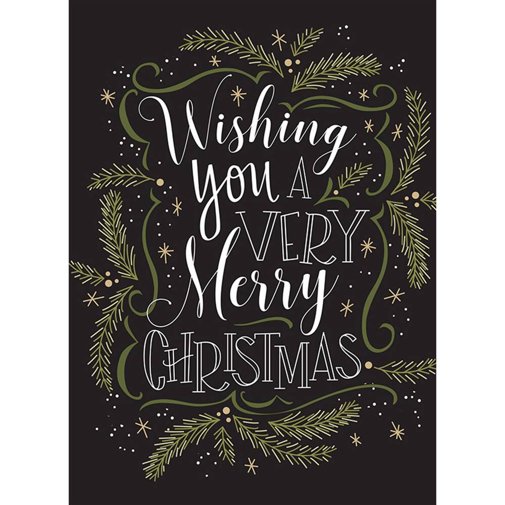 JAM Paper 5" x 7" Greenery Wishes Assorted Christmas Card Set, 24ct.