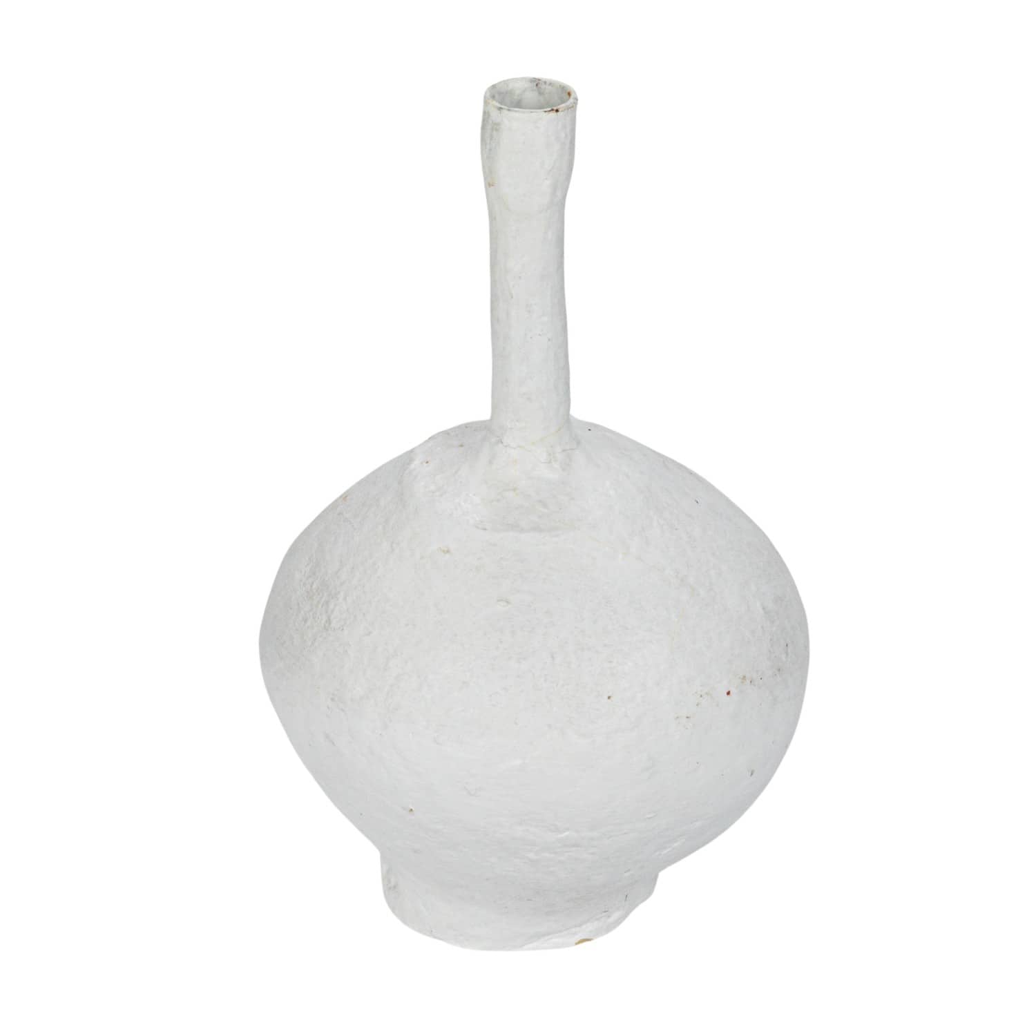 Hello Honey® 11" Round Whitewashed Decorative Paper Mache Taper Holder