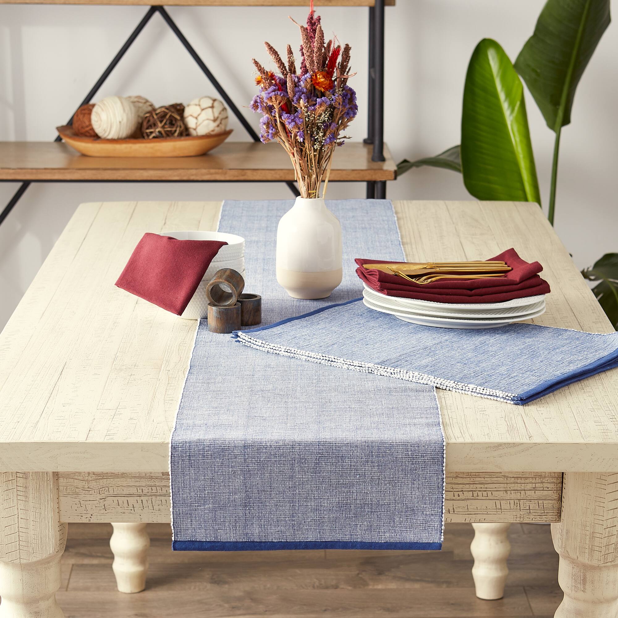 DII® 72" Chambray Ribbed Cotton Table Runner