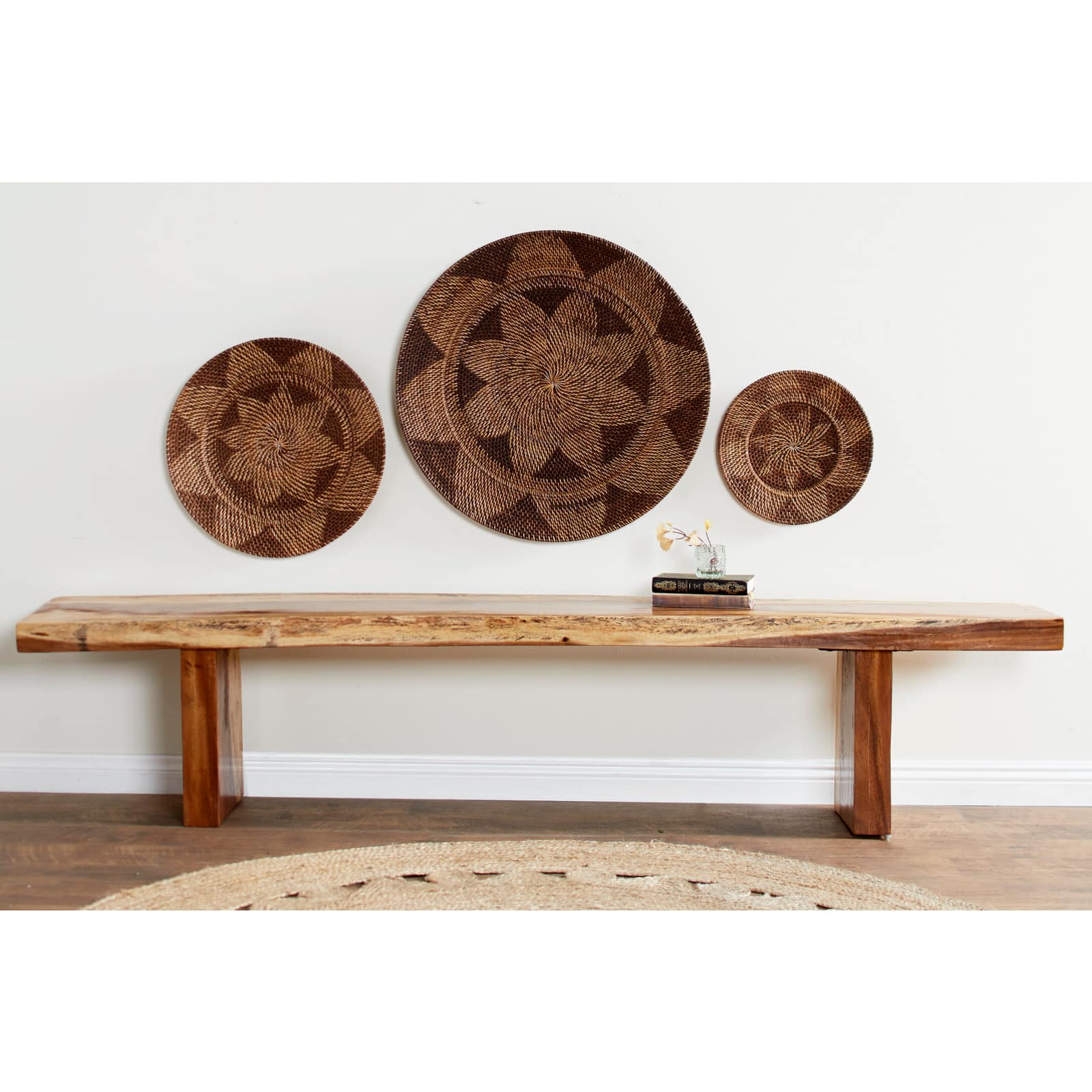 Brown Wicker Traditional Circle Wall D&#xE9;cor Set