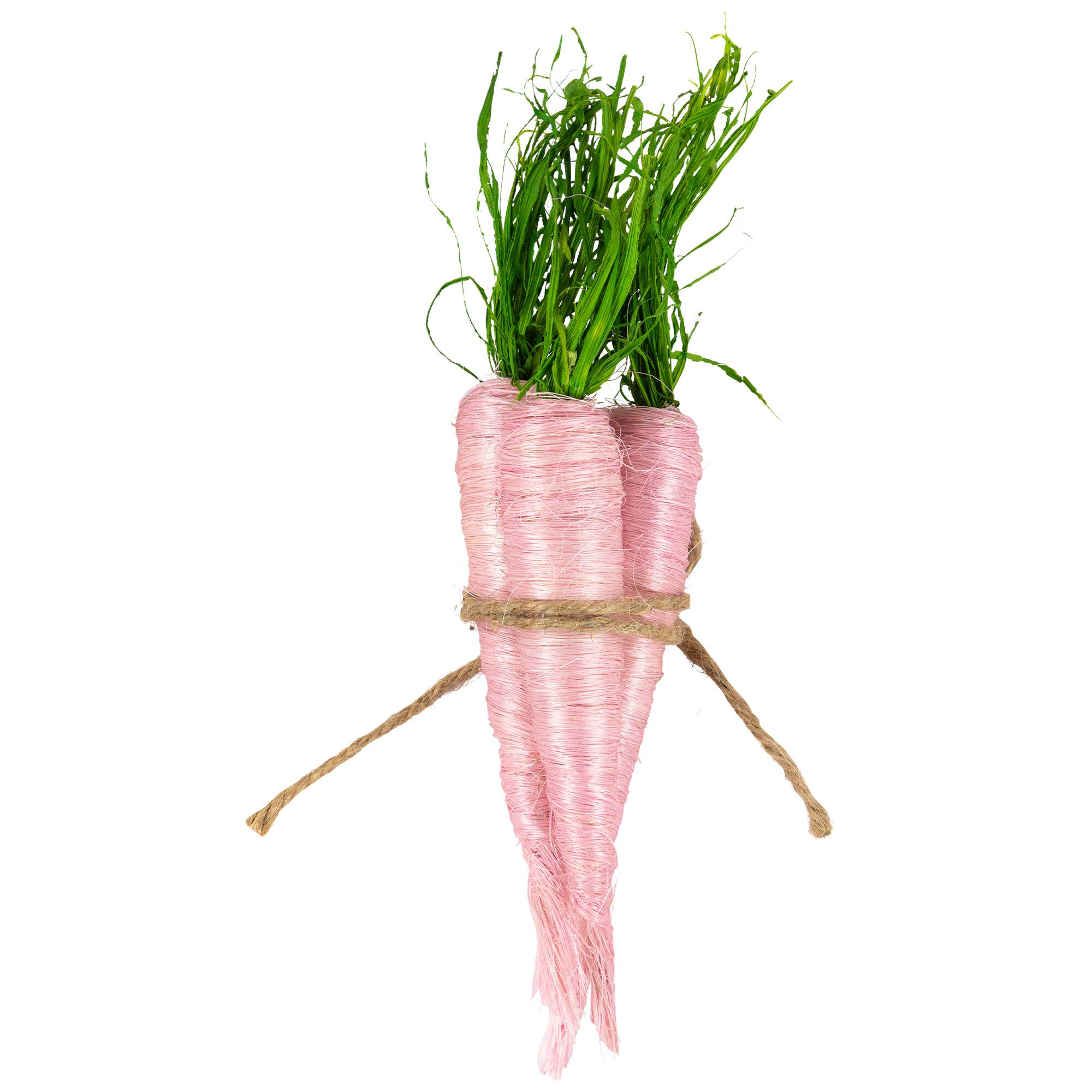 9&#x22; Pink Straw Carrot Easter Decorations Set