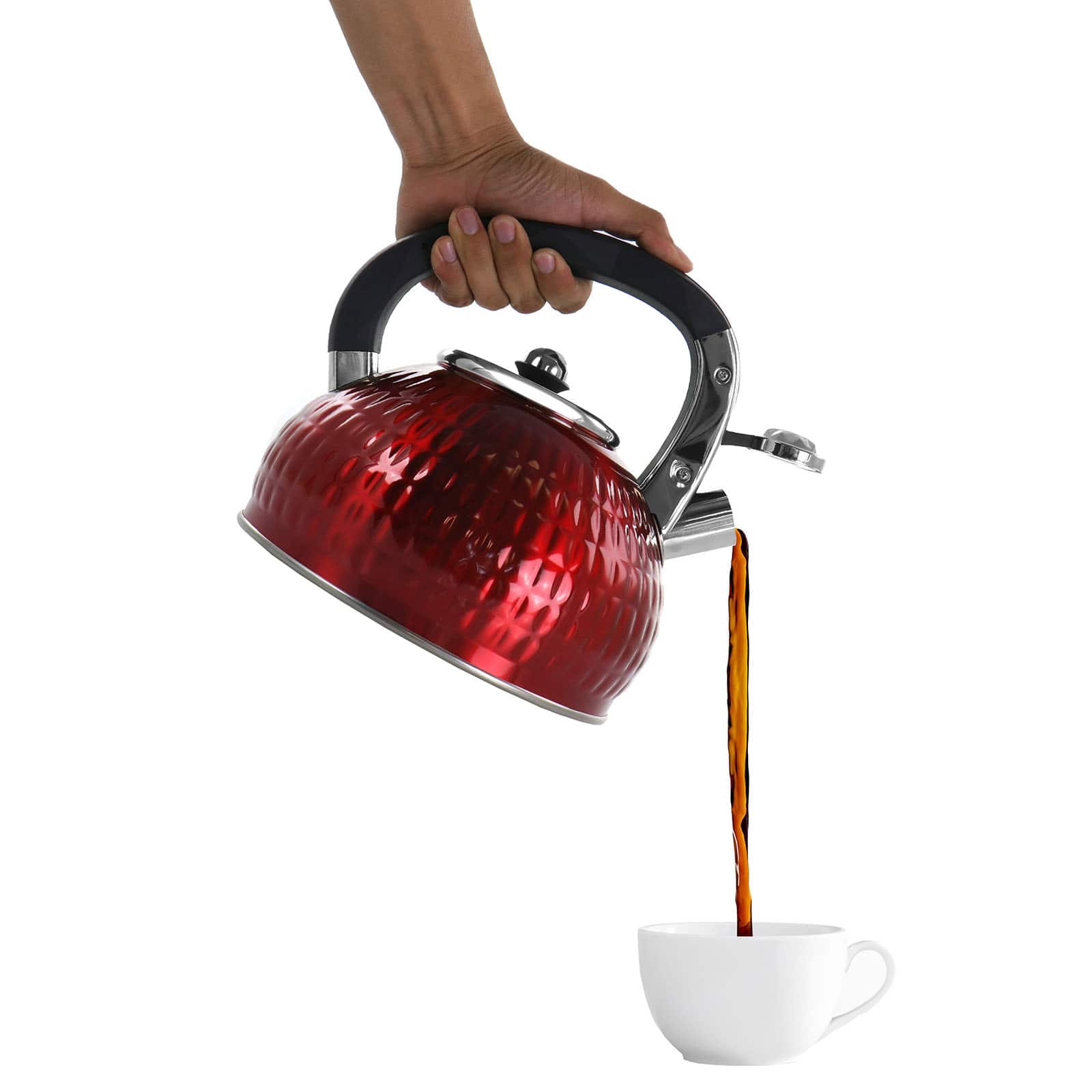 MegaChef 3L Red Stovetop Whistling Kettle