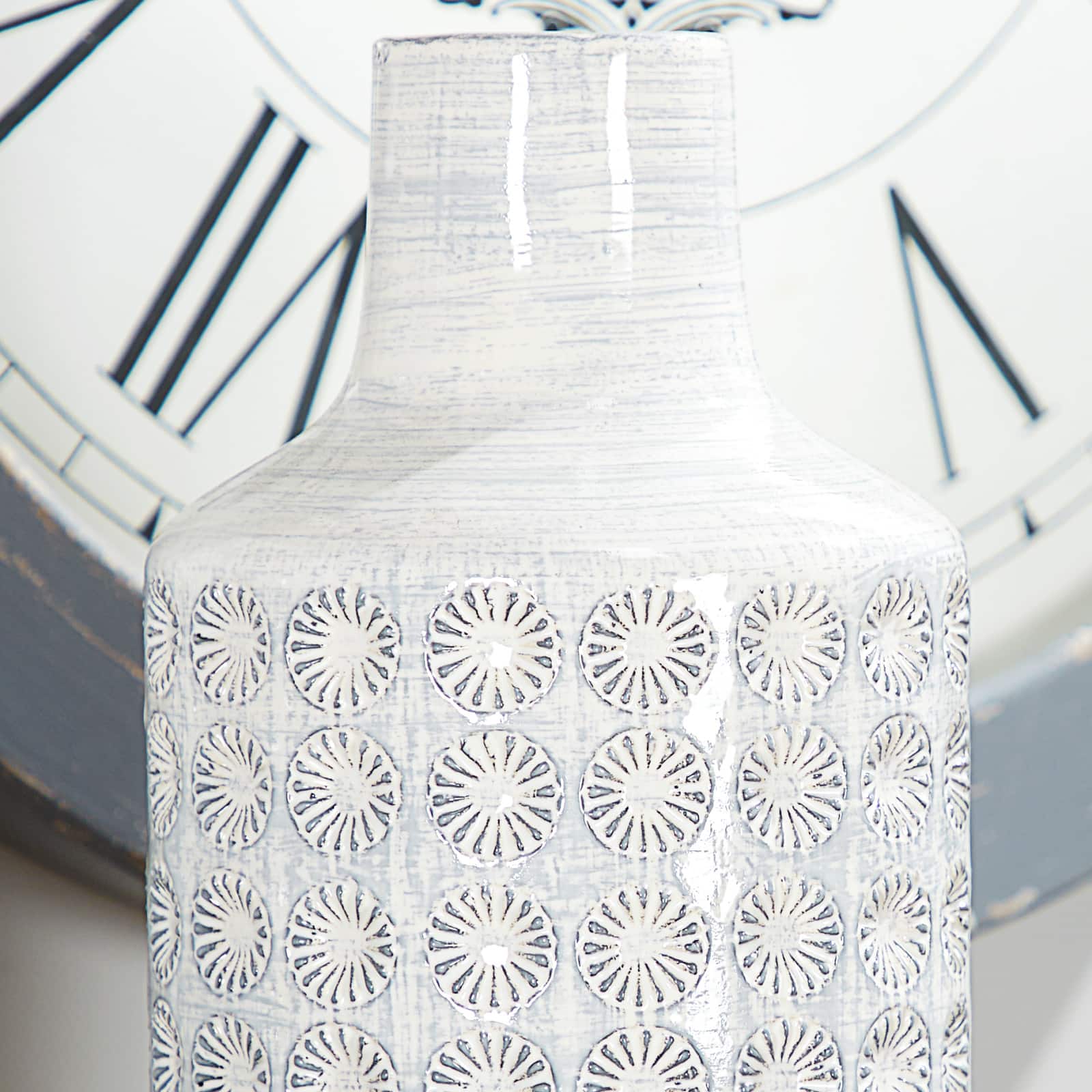 CosmoLiving by Cosmopolitan 14&#x22; Gray Porcelain Coastal Style Vase