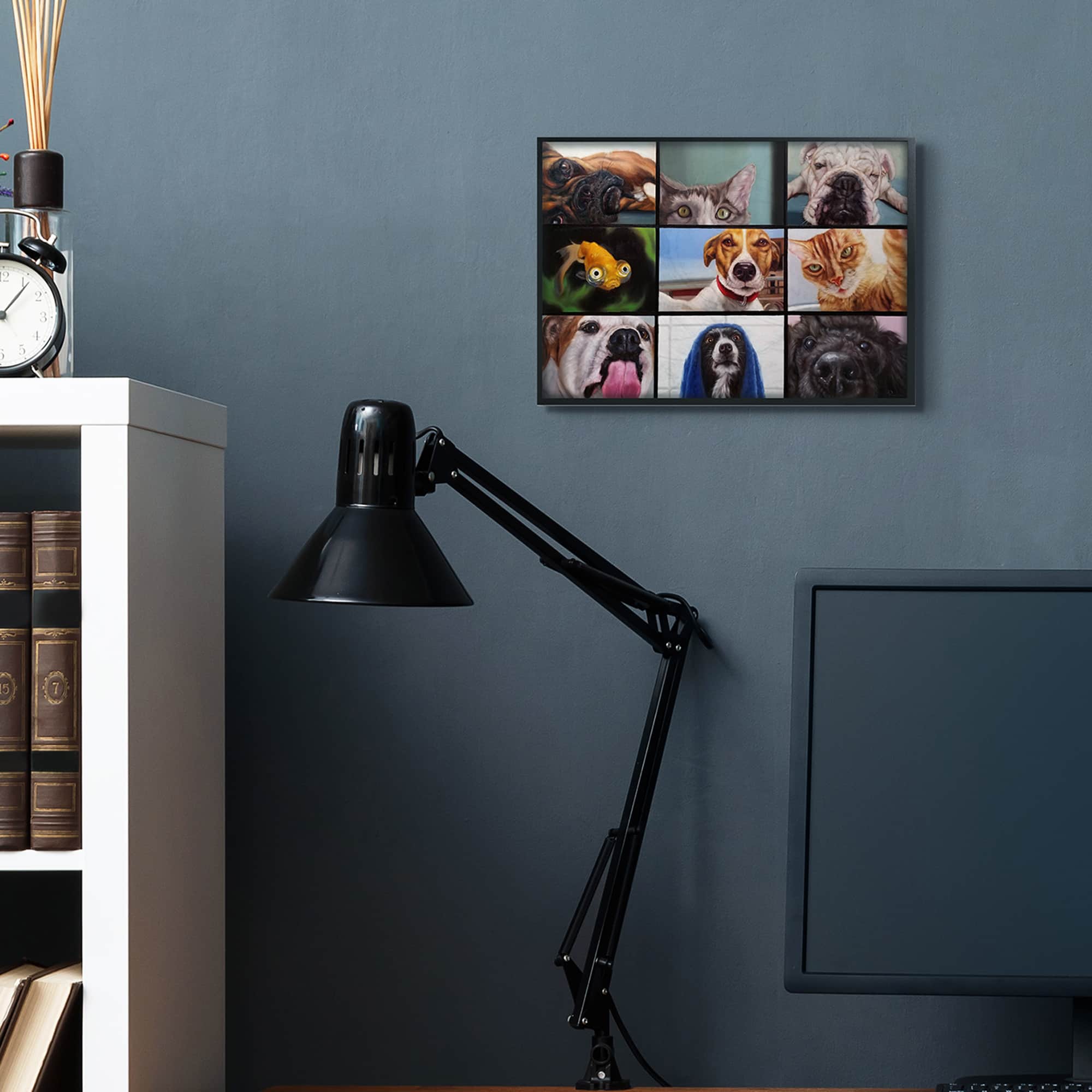 Stupell Industries Office Pet Humor Animal Video Chat Meeting Framed Wall Art