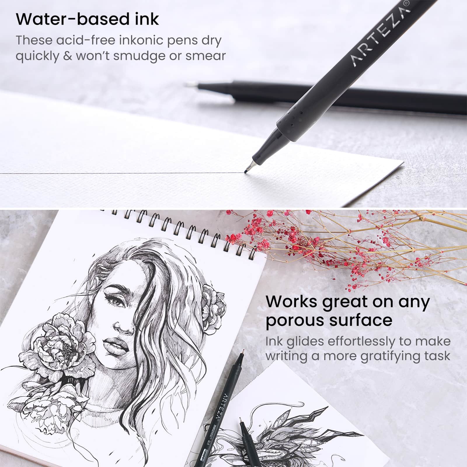 Arteza&#xAE; Black 0.4mm Fineliner Inkonic&#xAE; Pens, 12ct.