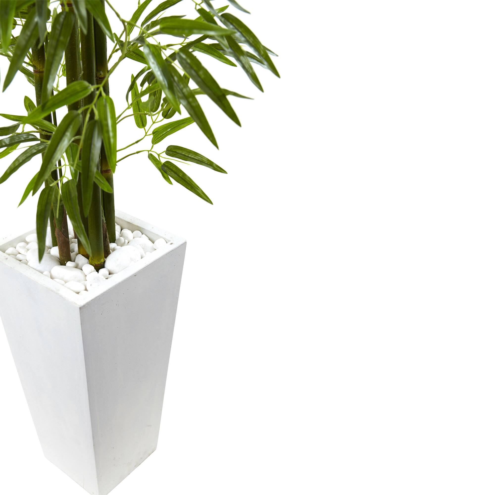 5ft. UV Resistant Bamboo Tree in White Planter