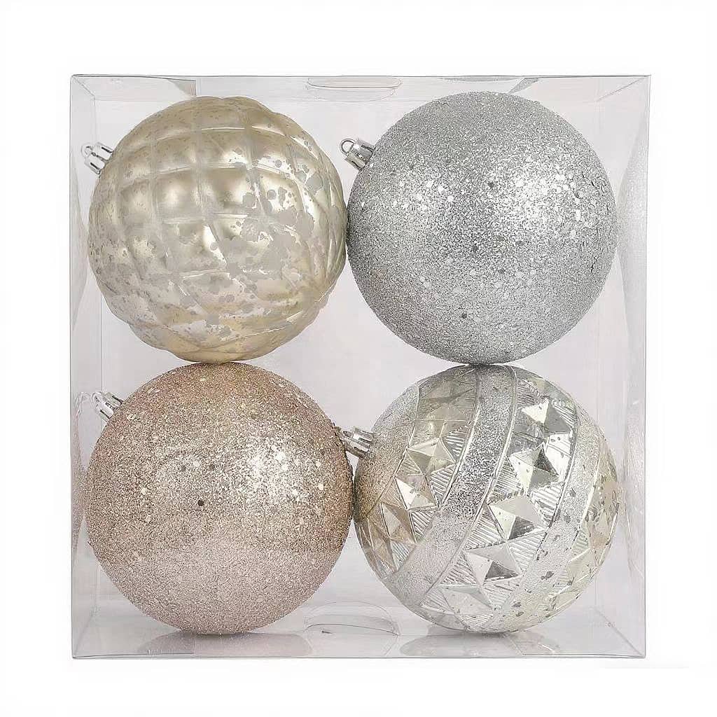 Assorted 4 Pack 4.7&#x22; Champagne &#x26; Silver Shatterproof Ball Ornaments, 1pc. by Ashland&#xAE;