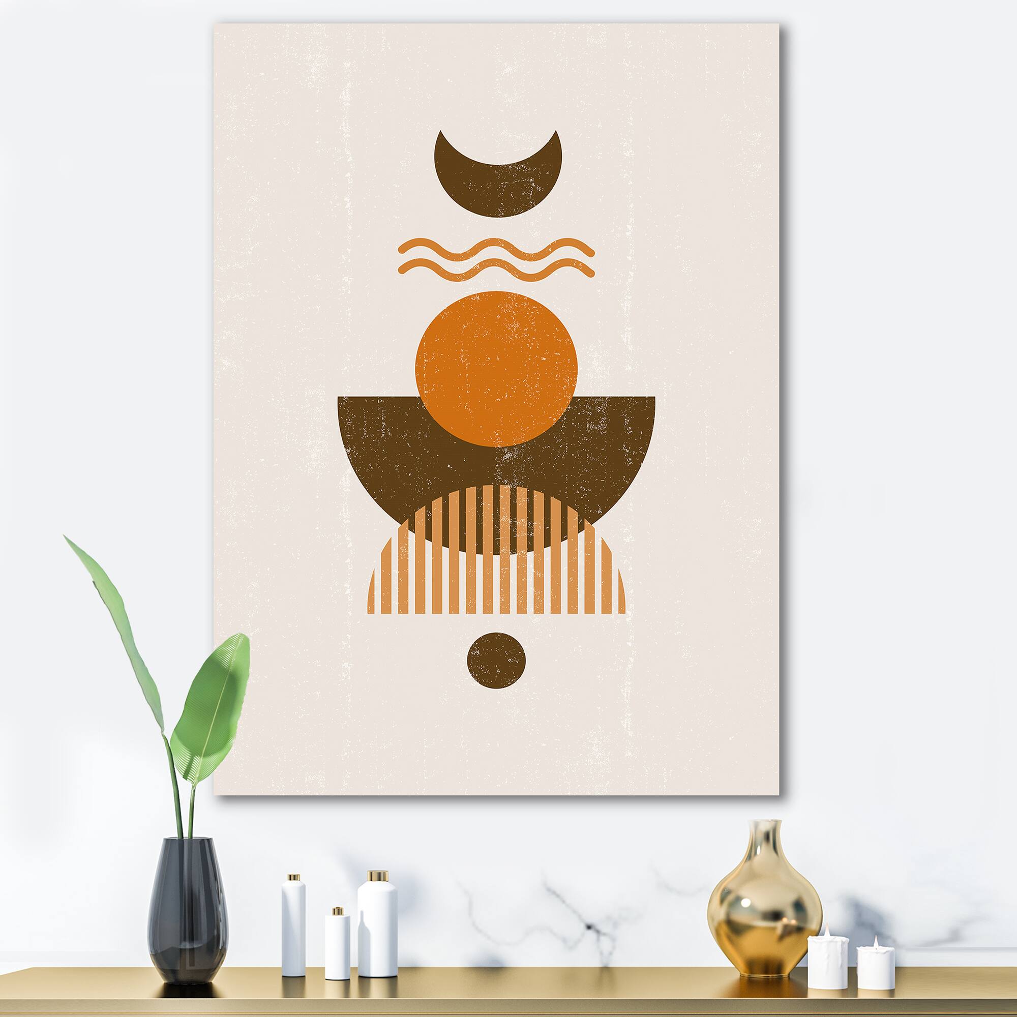 Designart - Abstract Sun and Moon In Earth Tones