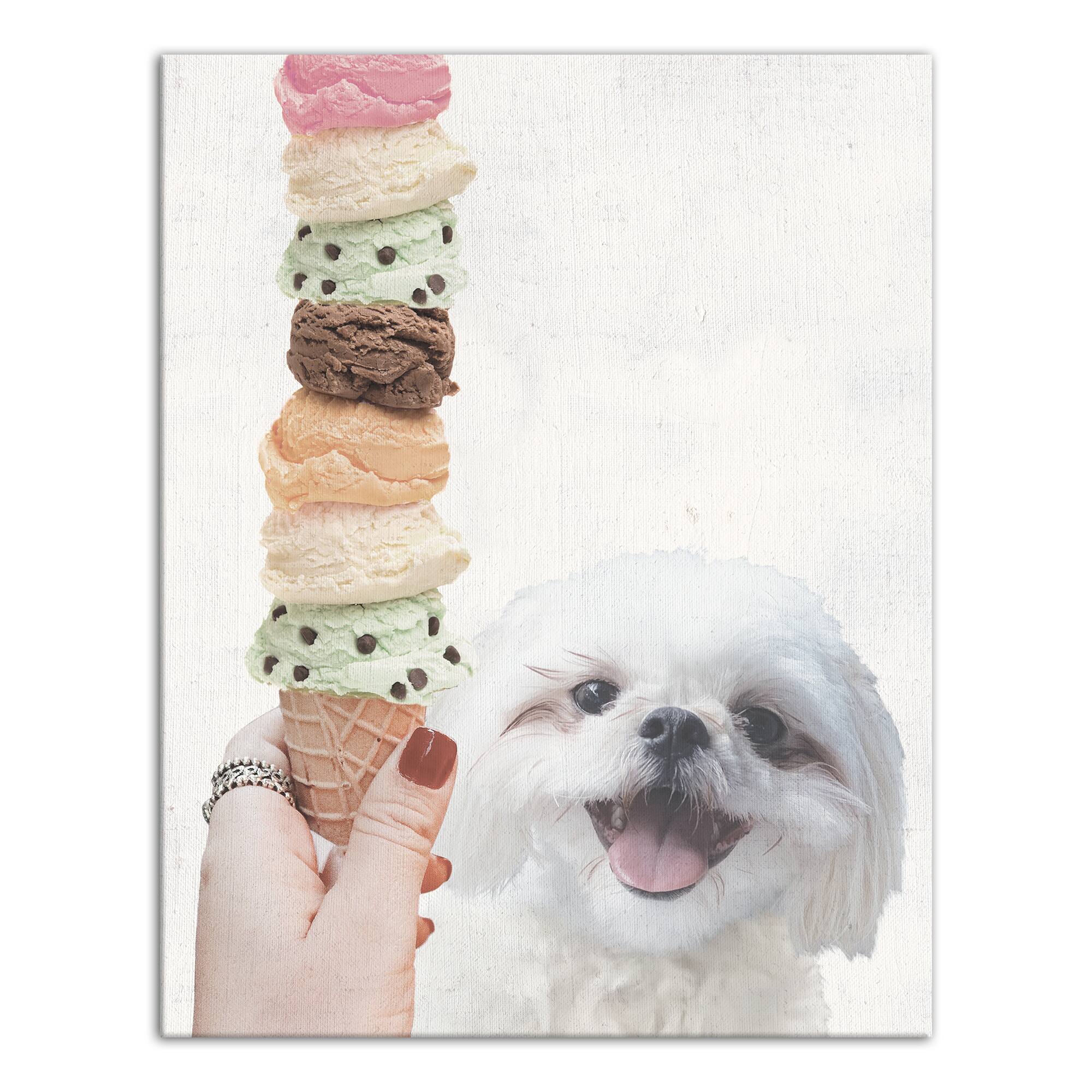 Shih Tzu With Ice Cream 1 Canvas Wall Art