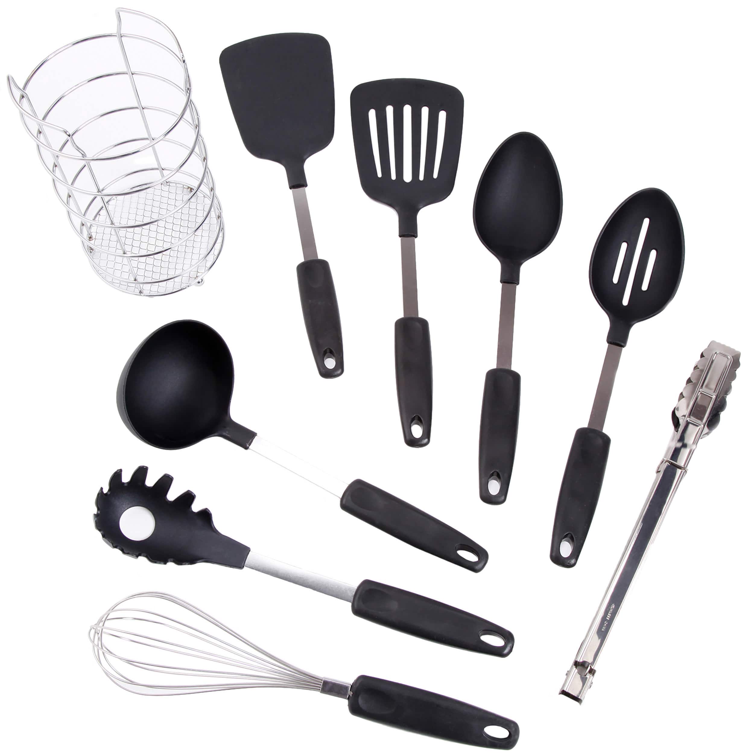 Gibson Chef's Better Basics Utensil Set In Round Shape Wire Caddy, 9ct.