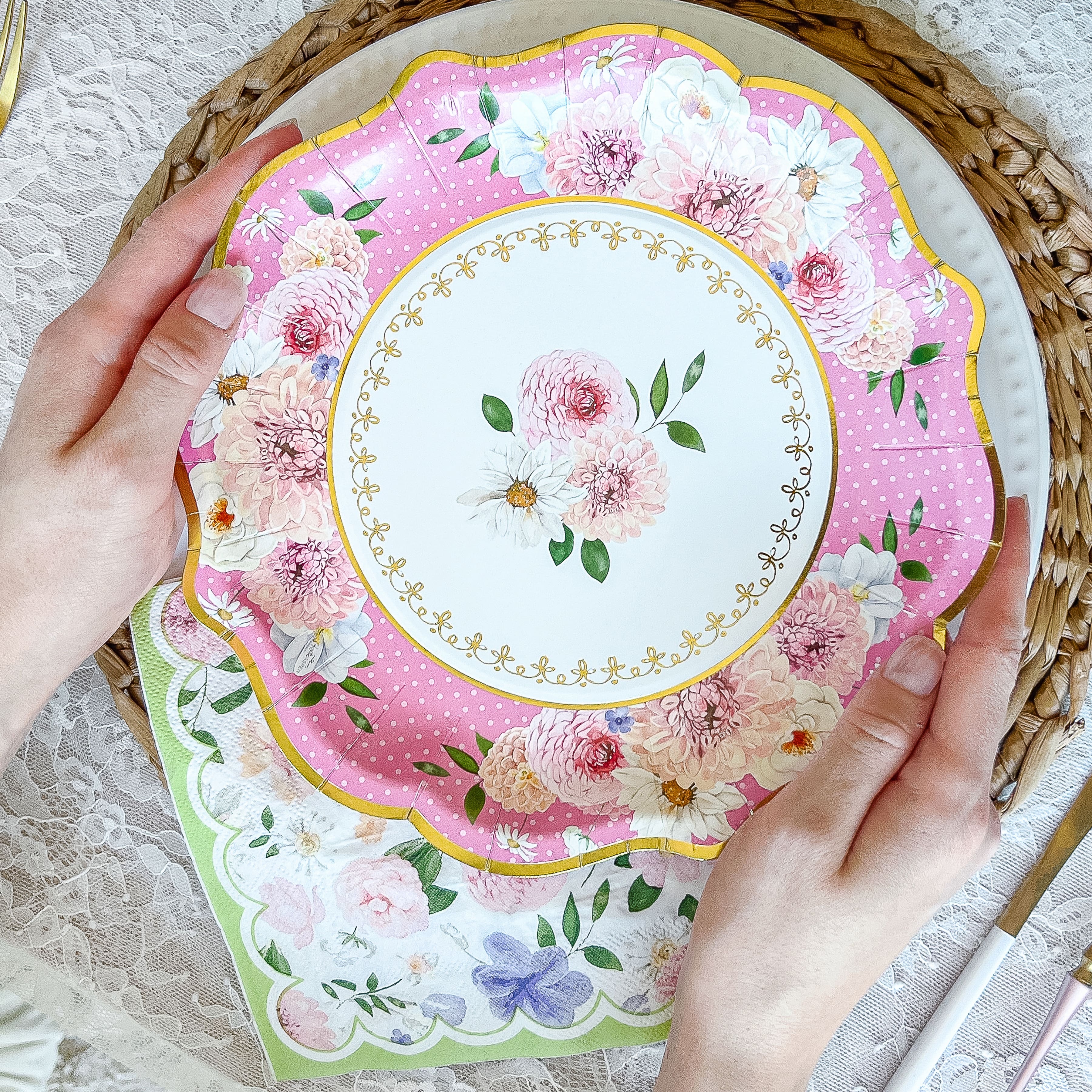 Kate Aspen&#xAE; Tea Time Party 9&#x22; Assorted Premium Paper Plates Set