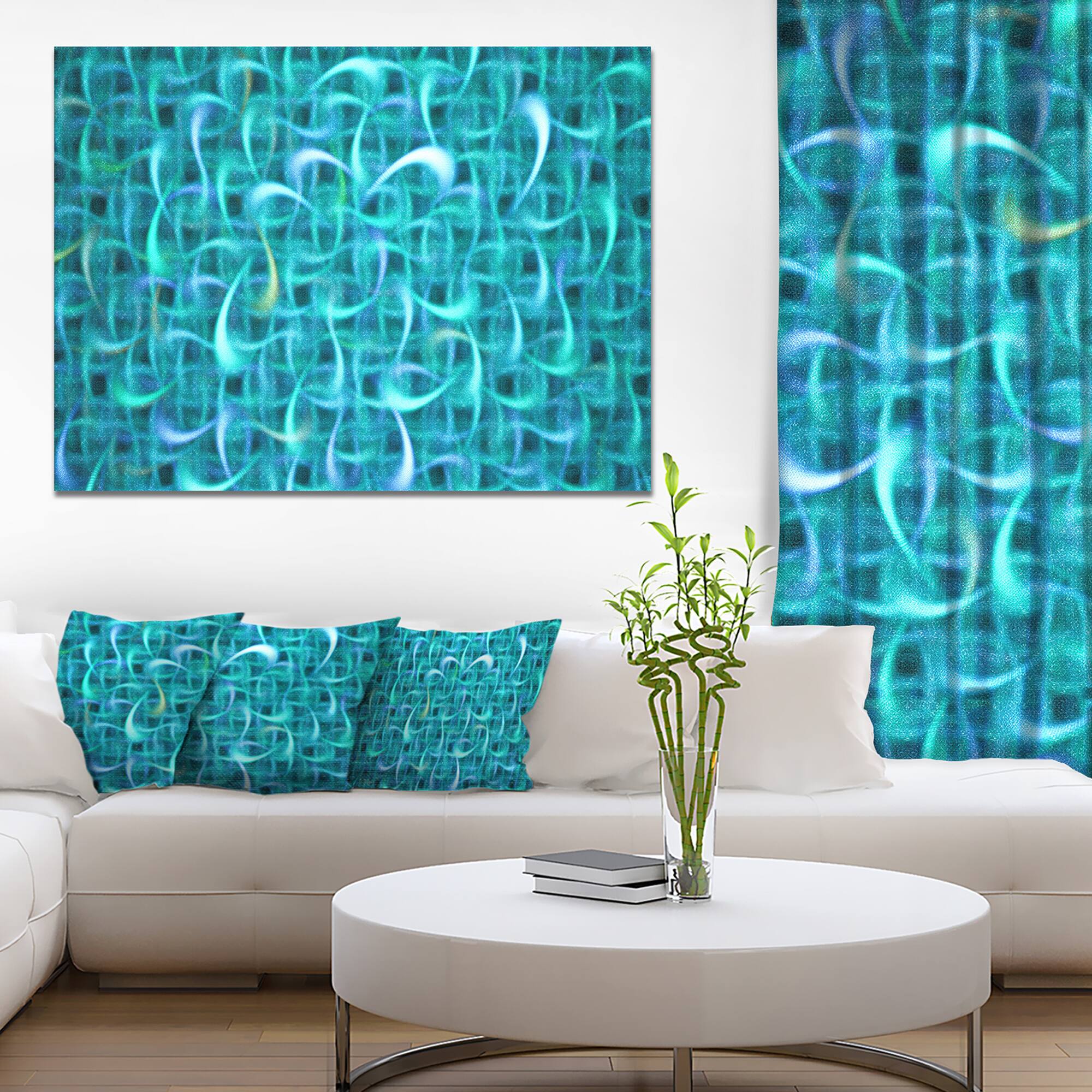 Designart - Turquoise Watercolor Fractal Pattern - Abstract Art on Canvas