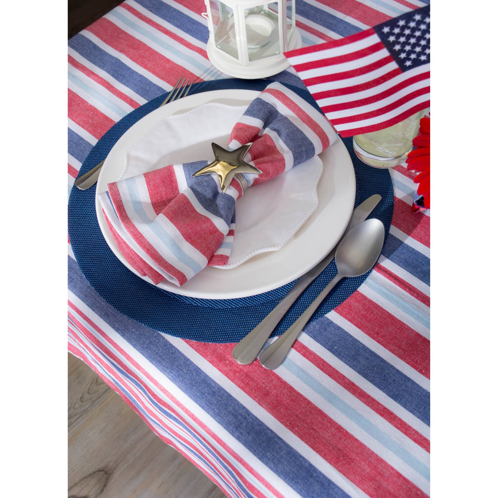 Patriotic Stripe Tablecloth 60&#x22; x 120&#x22;