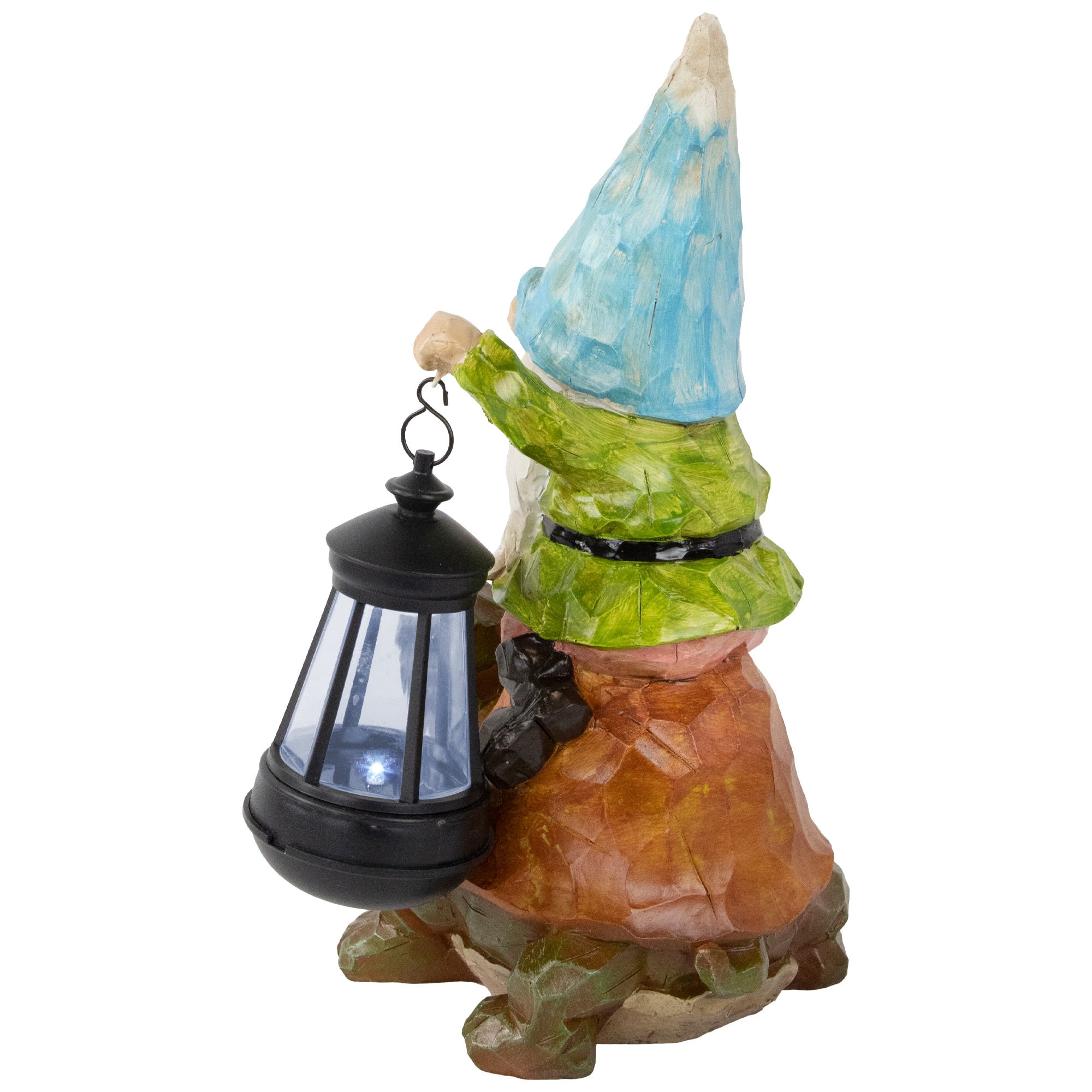 12.5&#x22; Solar LED-Lit Gnome &#x26; Turtle Outdoor Garden Statue