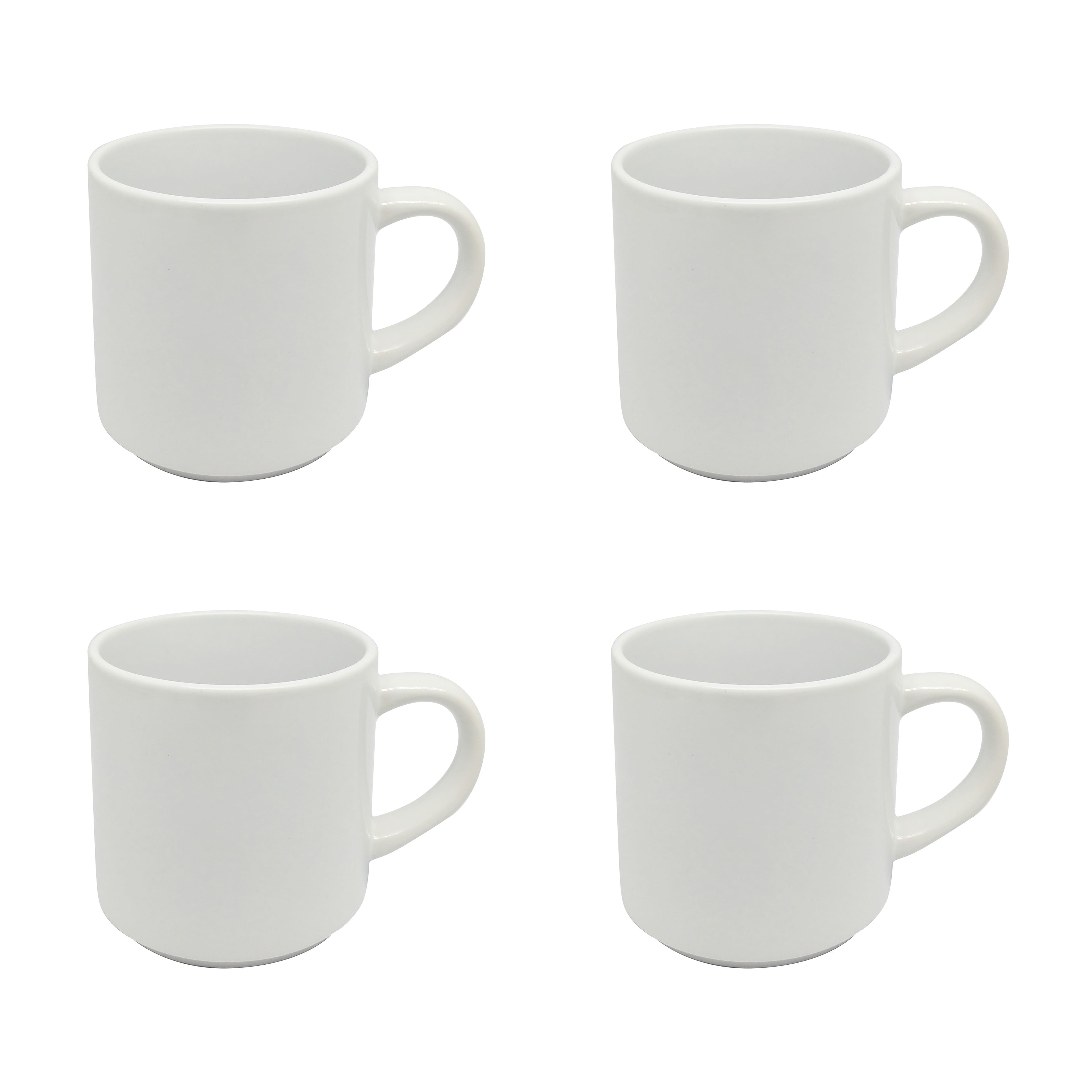 10oz. White Stackable Ceramic Sublimation Mugs, 4ct. by Make Market&#xAE;