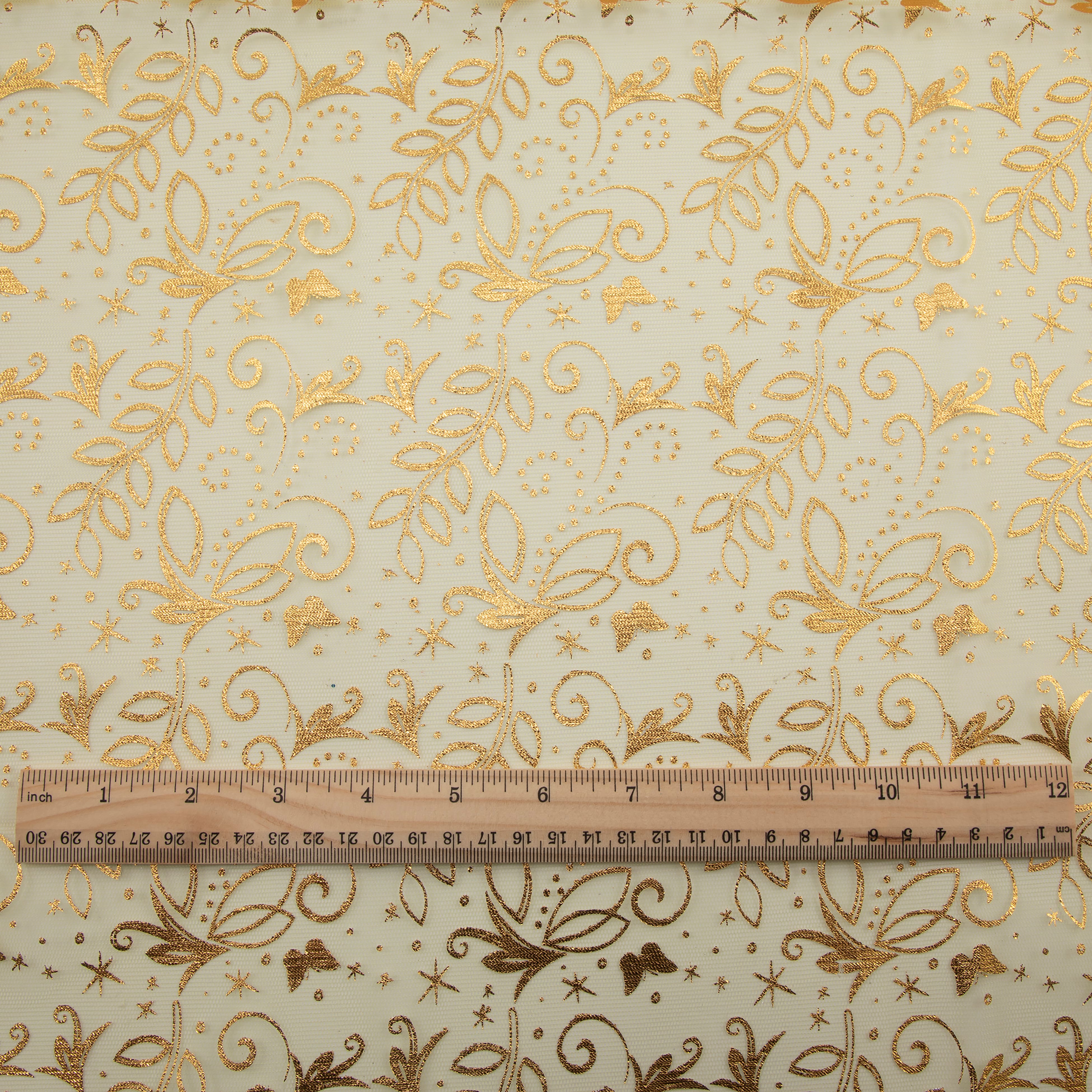 Yellow Butterfly Mesh Polyester Fabric