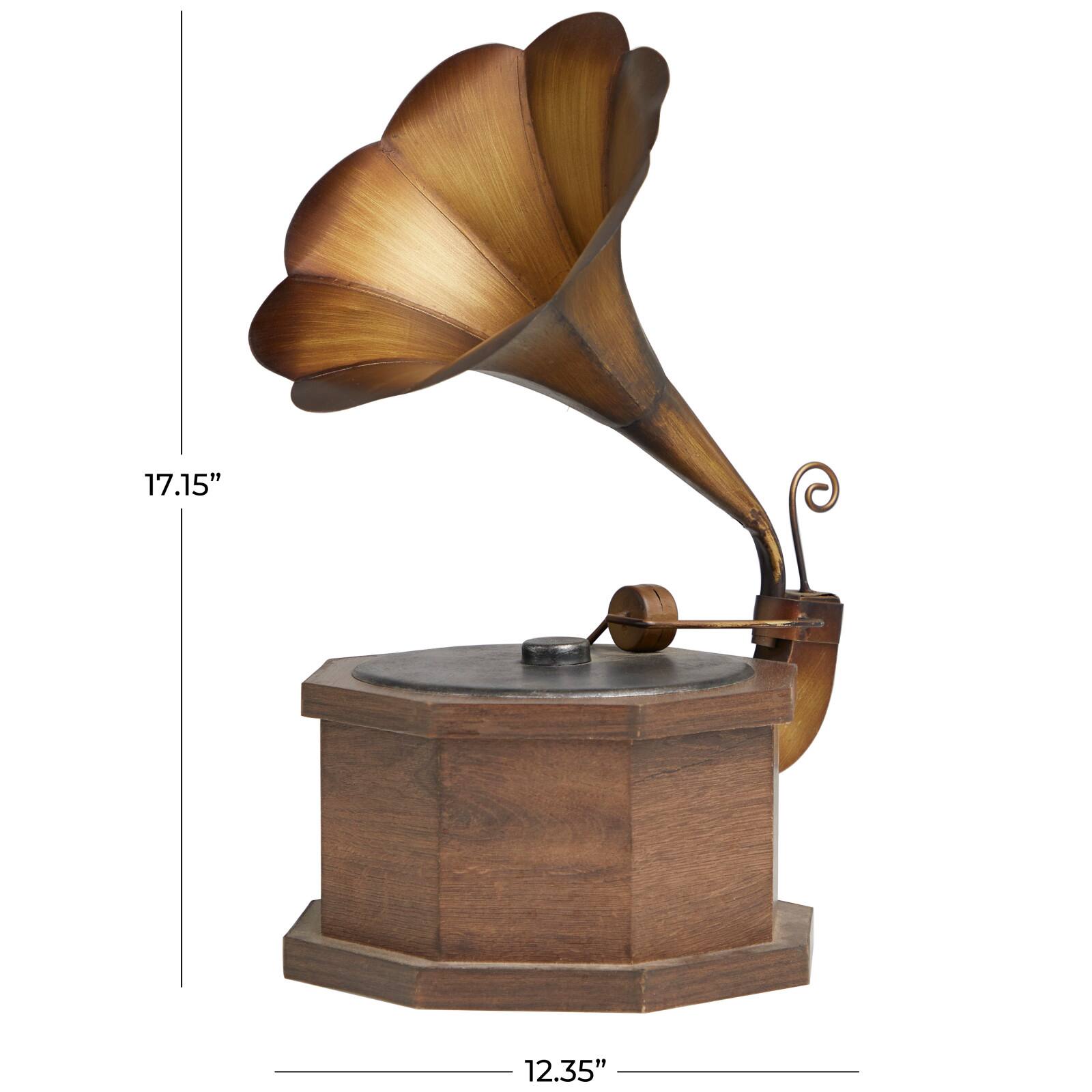 17" Vintage Gramophone Functional Tabletop Décor