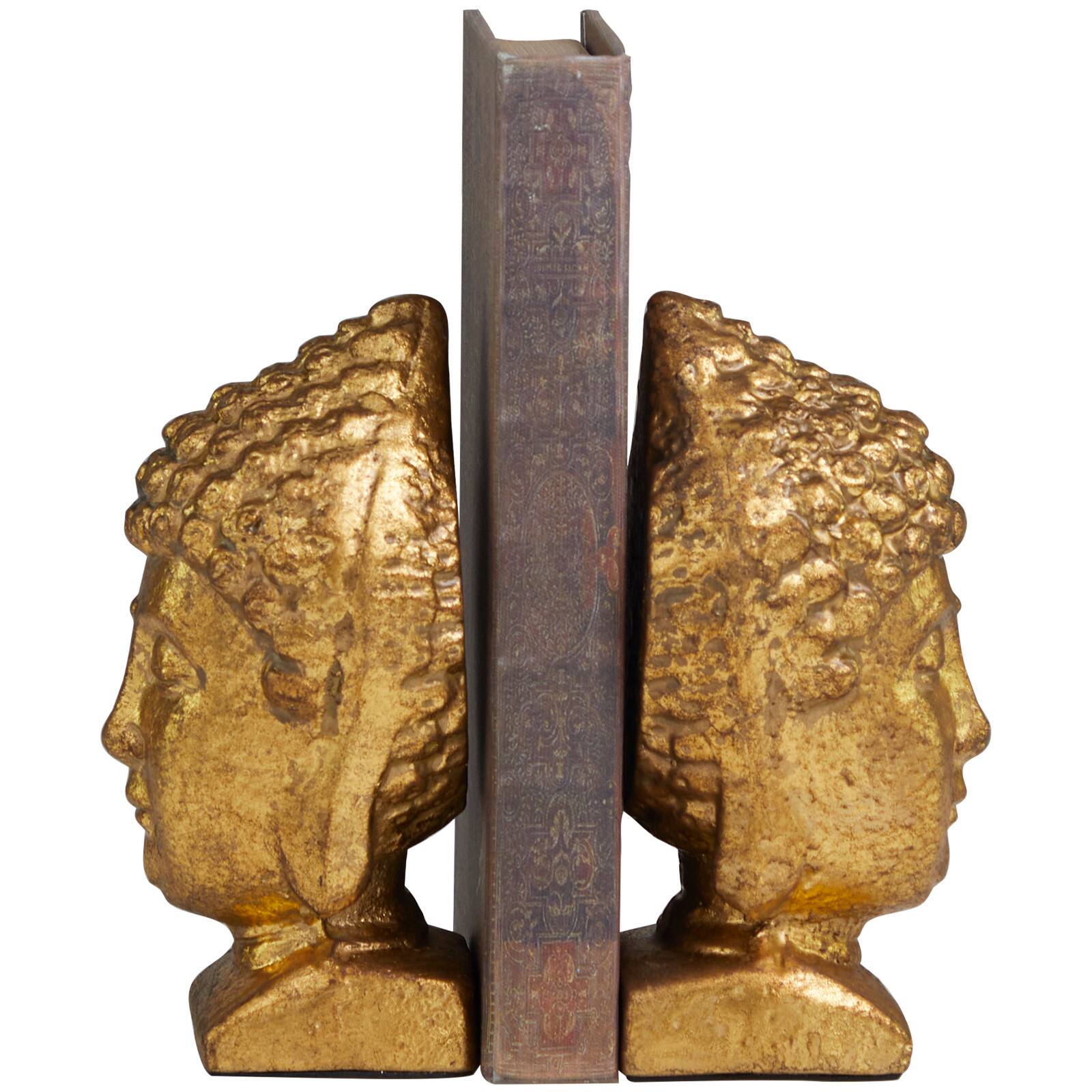 6" Gold Metal Buddha Bookends Set