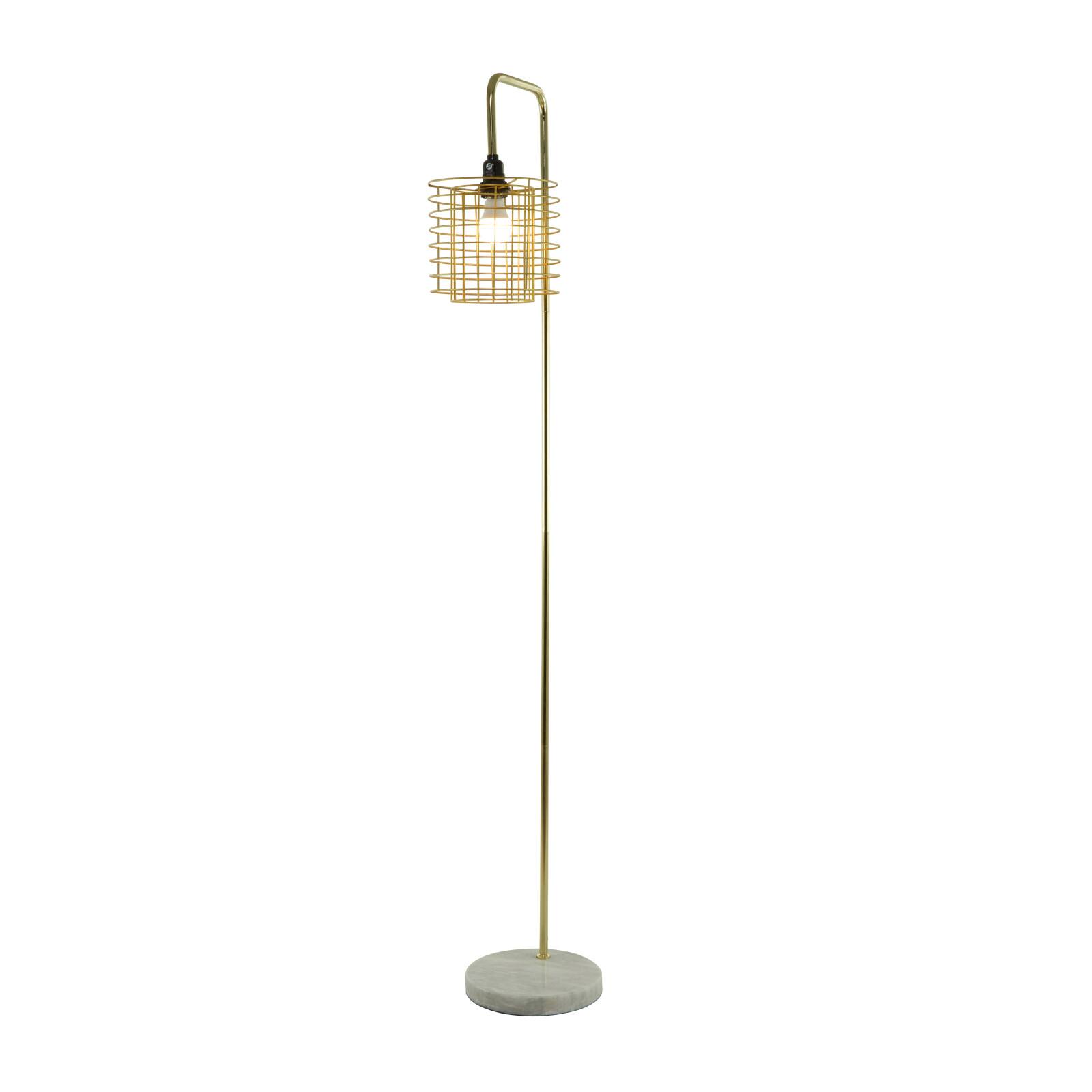 Gold Metal Industrial Floor Lamp, 15" x 10" x 64"