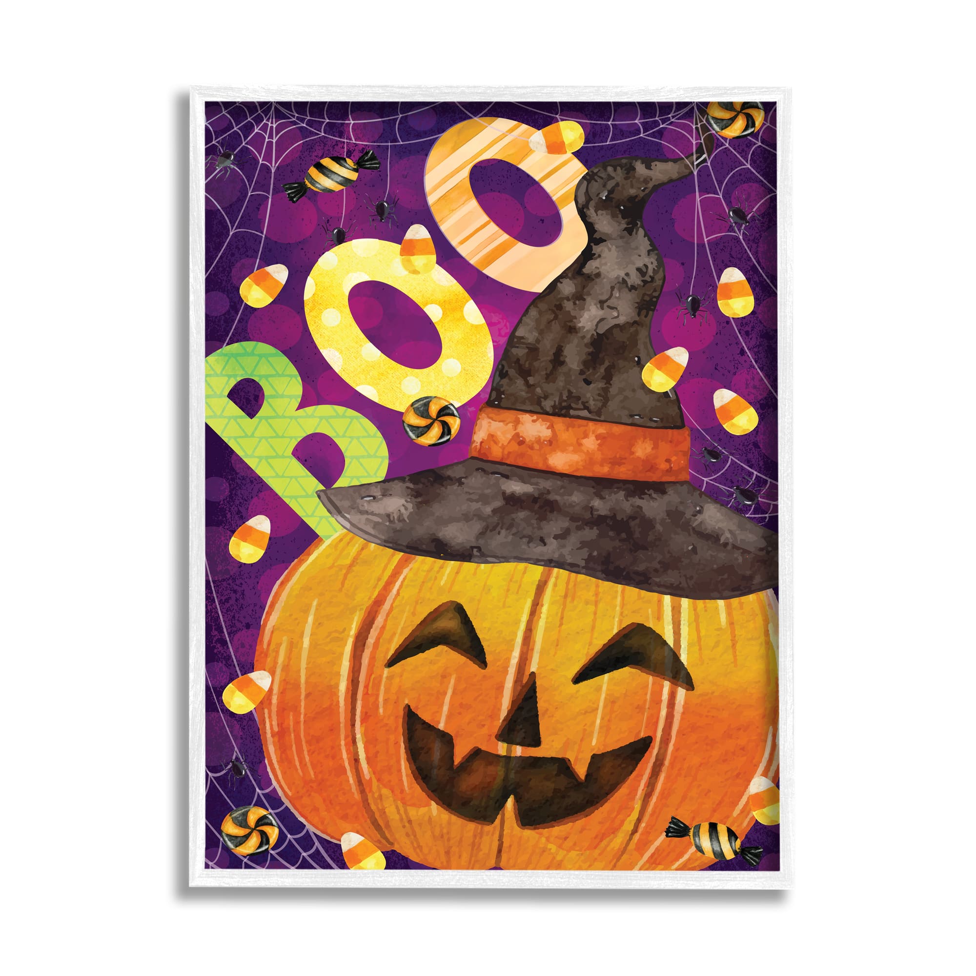 Stupell Industries Boo Jack-o-Lantern Halloween Candy Framed Giclee Art