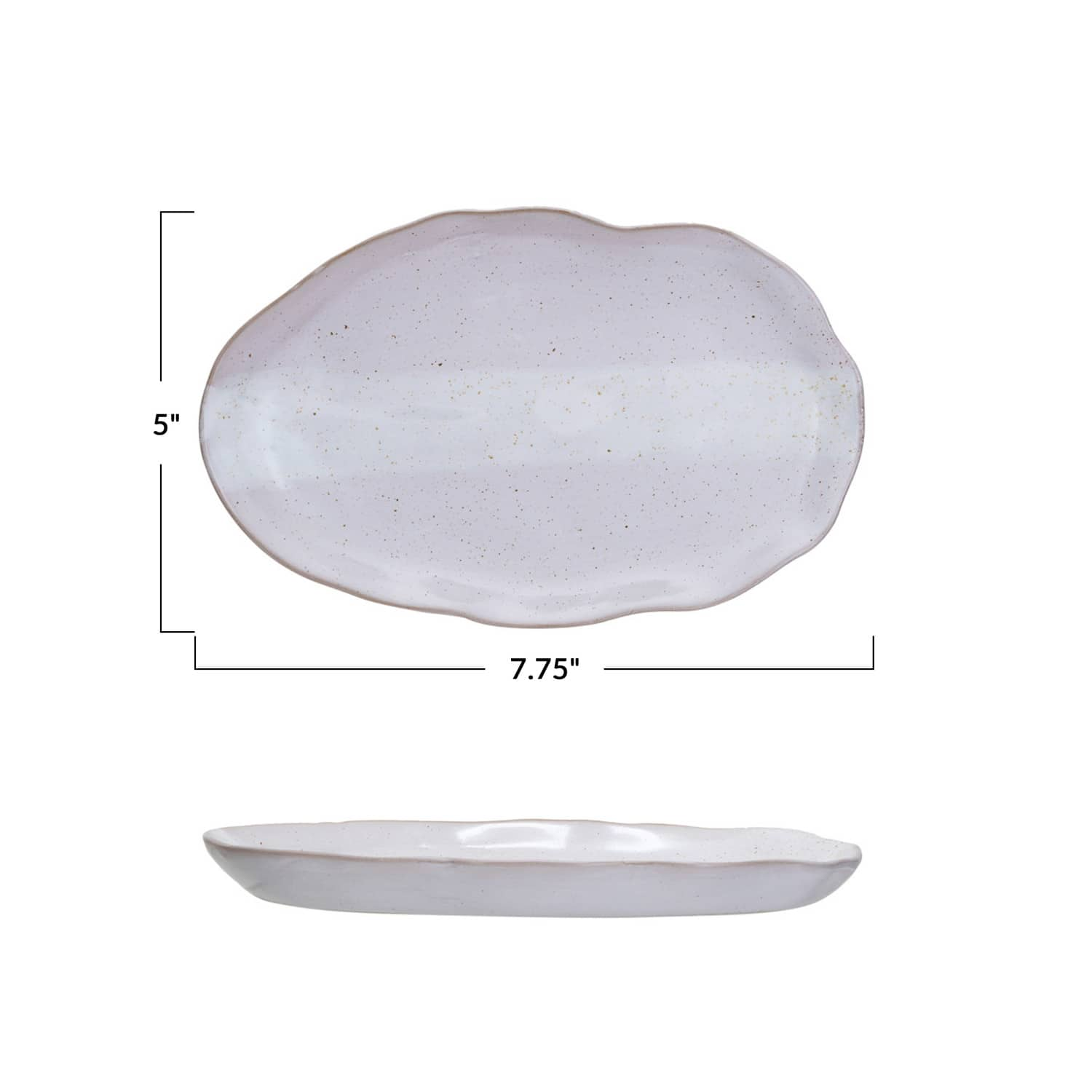 7.75&#x22; Cream Stoneware Organic Shaped Plate, 4ct.