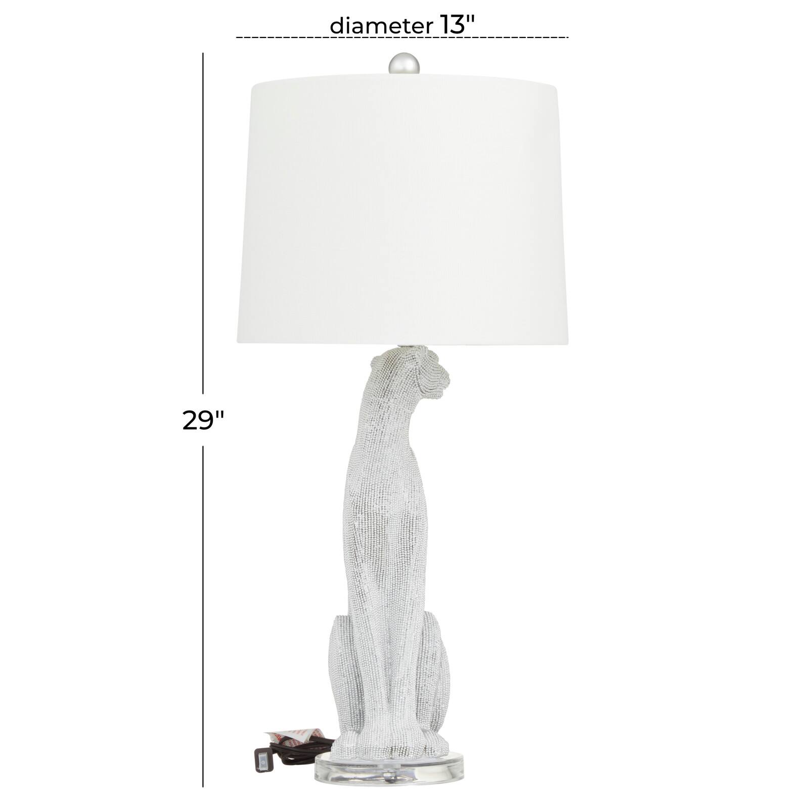 29&#x22; Polystone Glam Leopard Table Lamps, 2ct.
