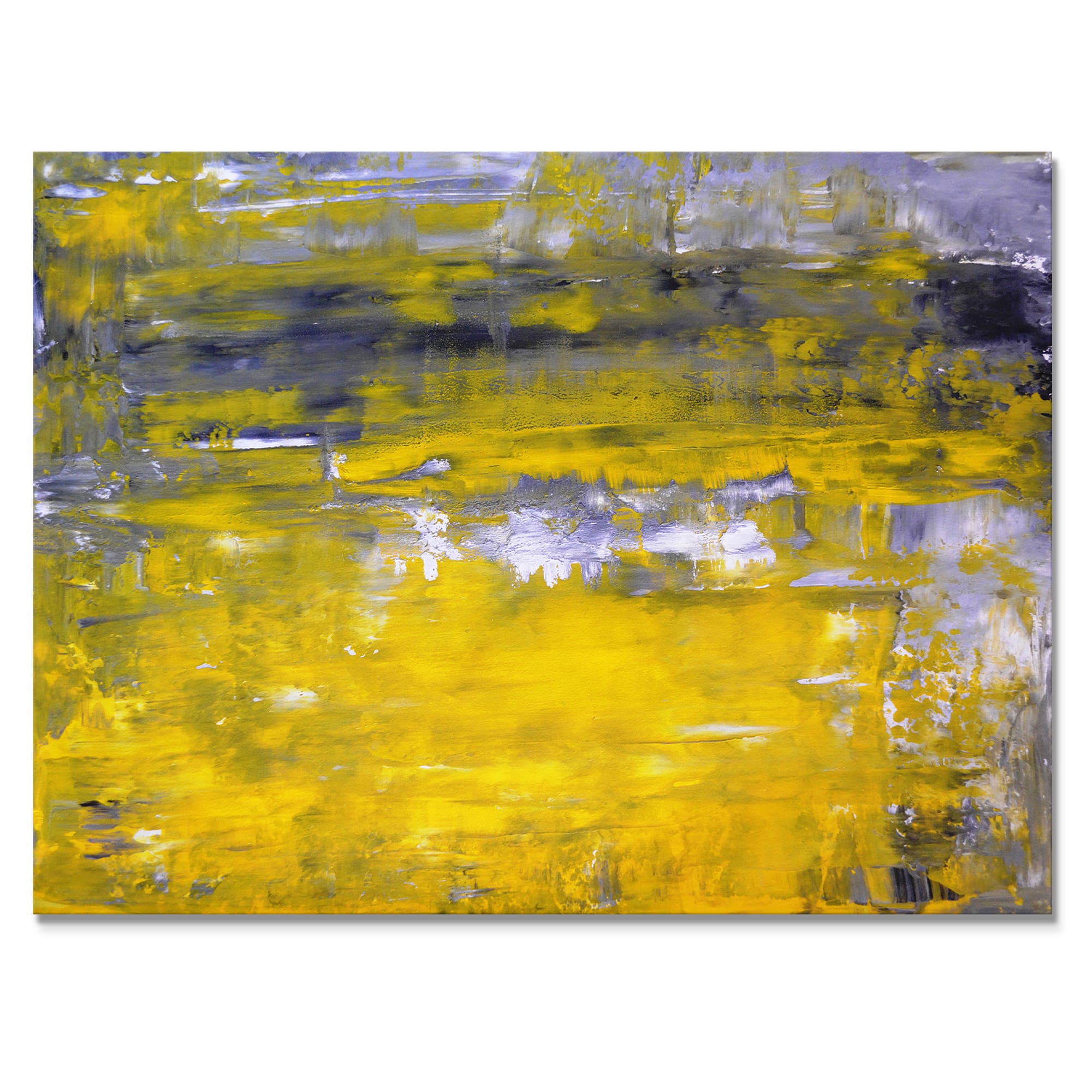 Designart - Grey and Yellow Abstract Art Painting - Modern Canvas Wall Art