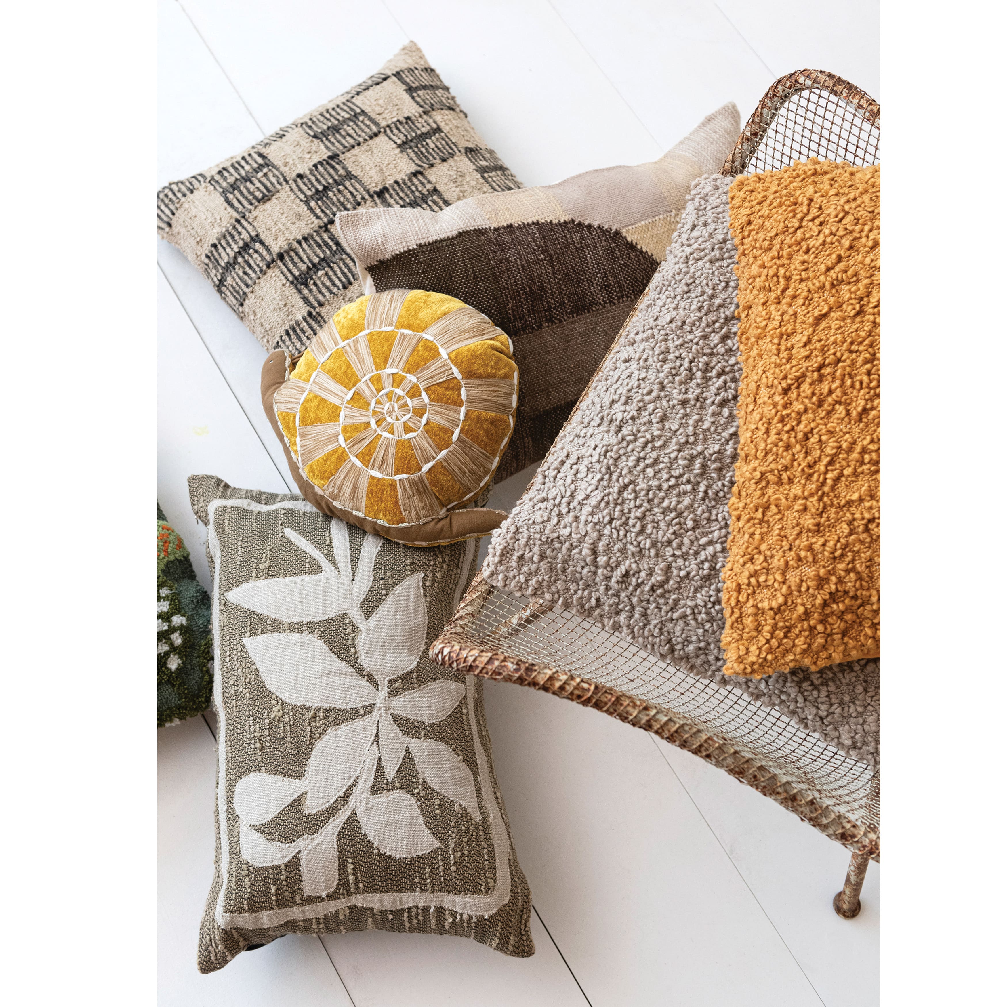 Hello Honey® 20" x 20" Brown & Tan Checkered Indoor & Outdoor Hand-Woven Fabric Pillow