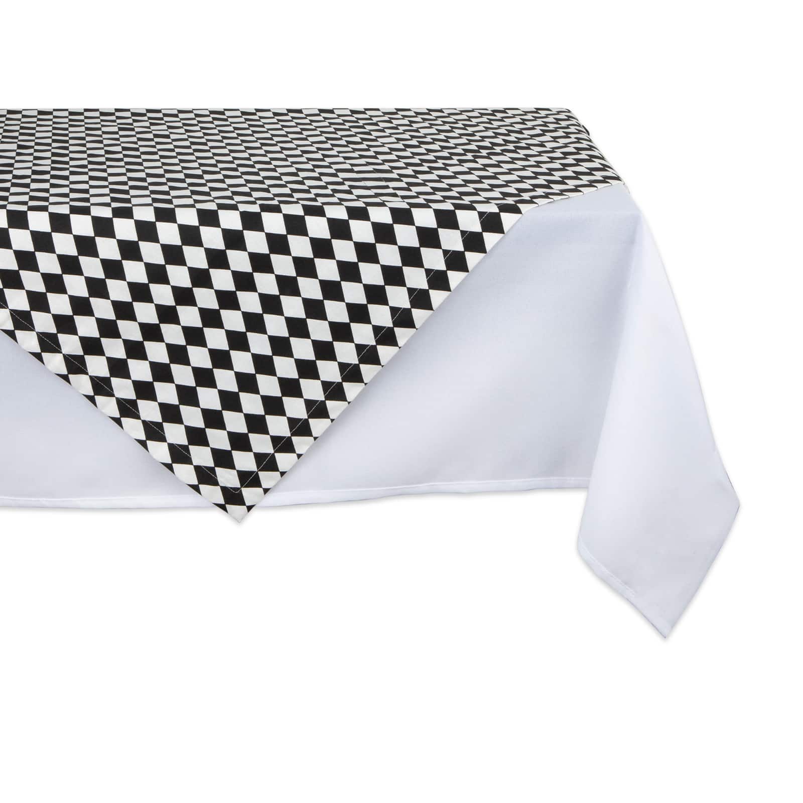 Black and Cream Harlequin Print Table Topper 40&#x22; x 40&#x22;