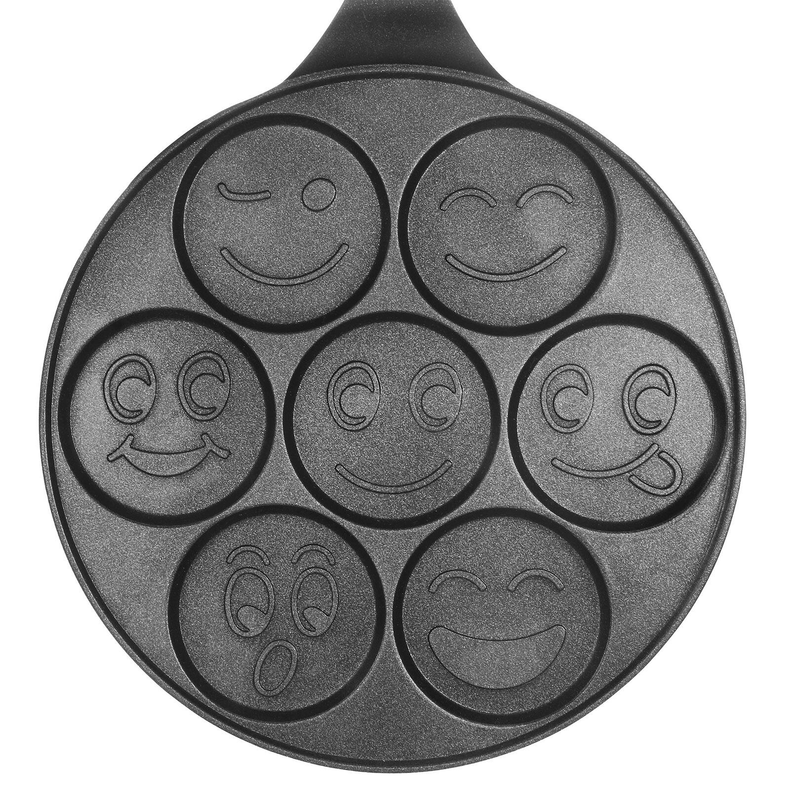 MegaChef 10.5" Happy Face Emoji Aluminum Nonstick Pancake Maker Pan with Cool Touch Handle