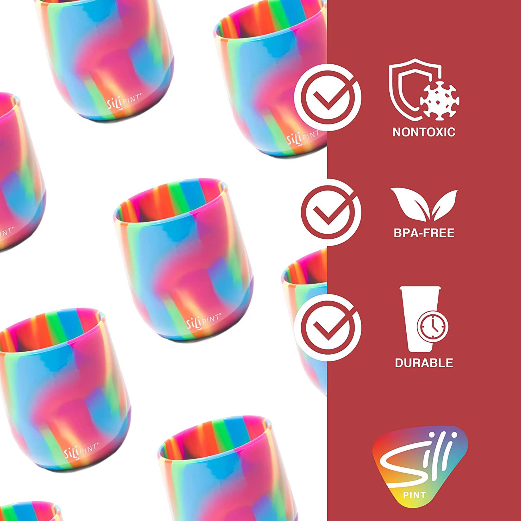 Silipint® 12oz. Hippie Hops & Arctic Sky Silicone Stemless Wine Glasses, 6ct.