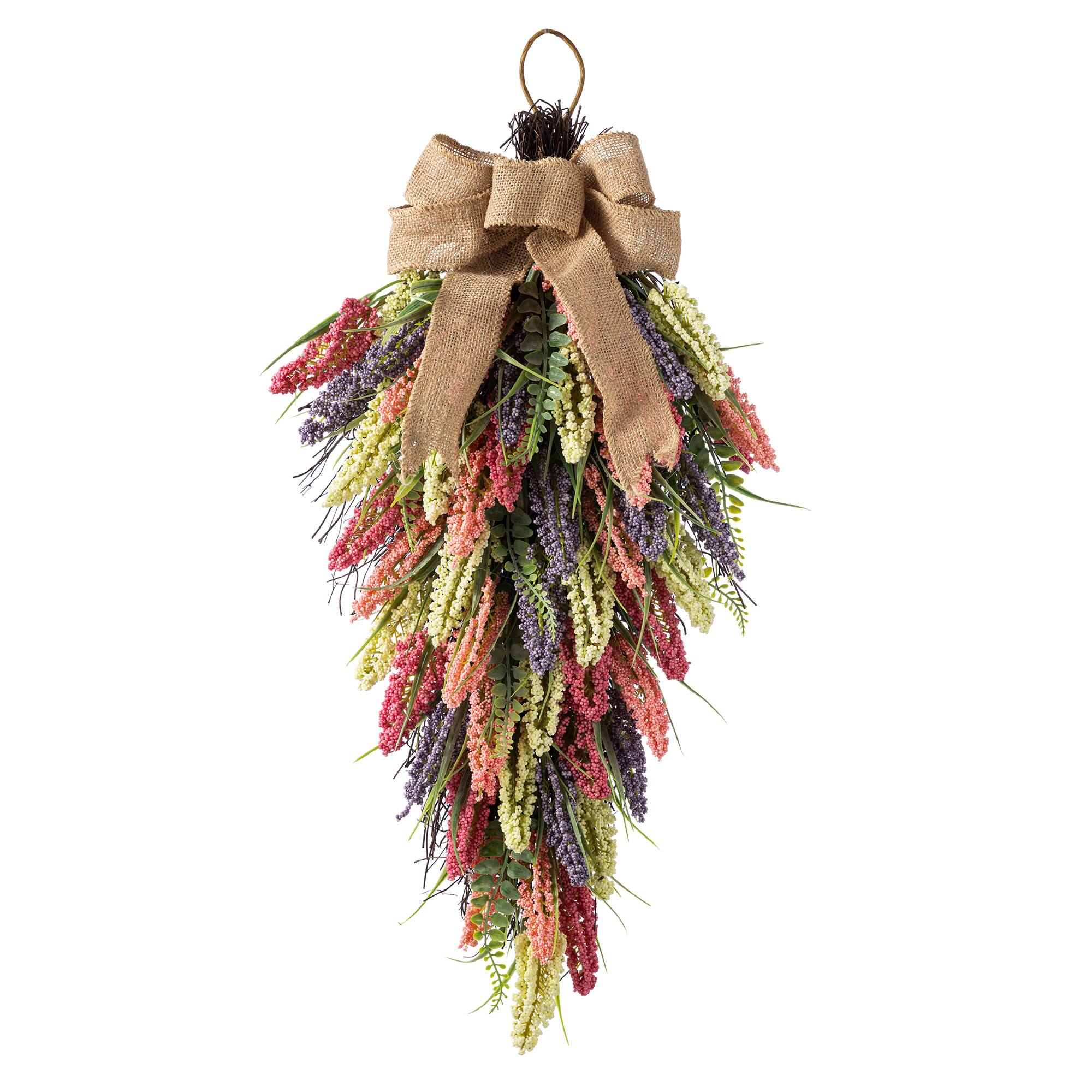 Glitzhome® 28" Pink, Purple & Yellow Mixed Heather Teardrop