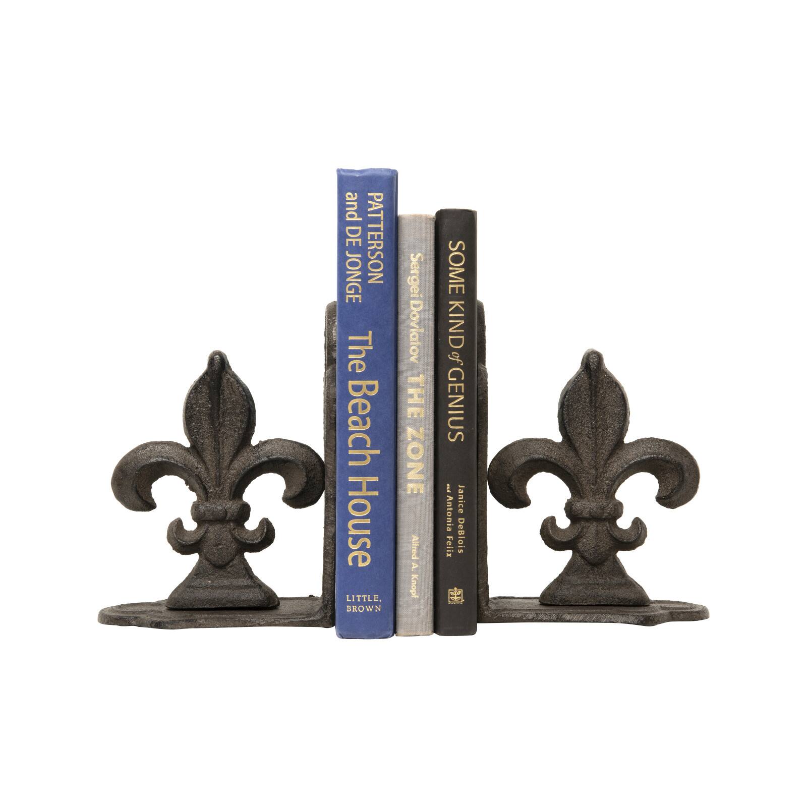 Hello Honey&#xAE; 10&#x22; Fleur de Lis Shaped Iron Bookend Set