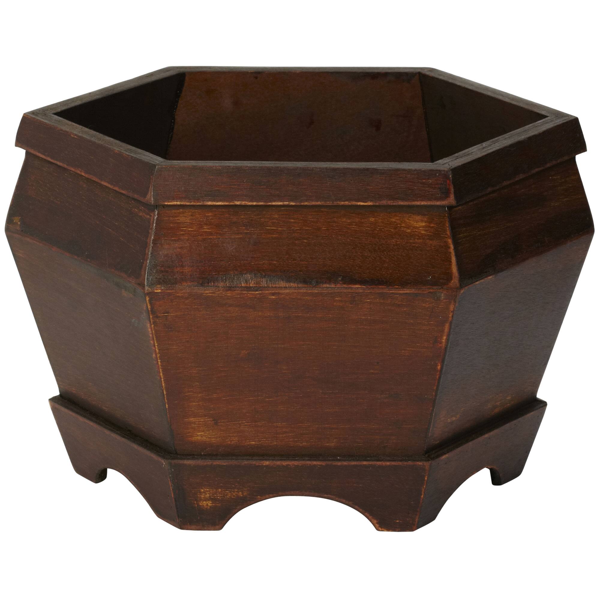 Wooden Hexagon Decorative Planter Set