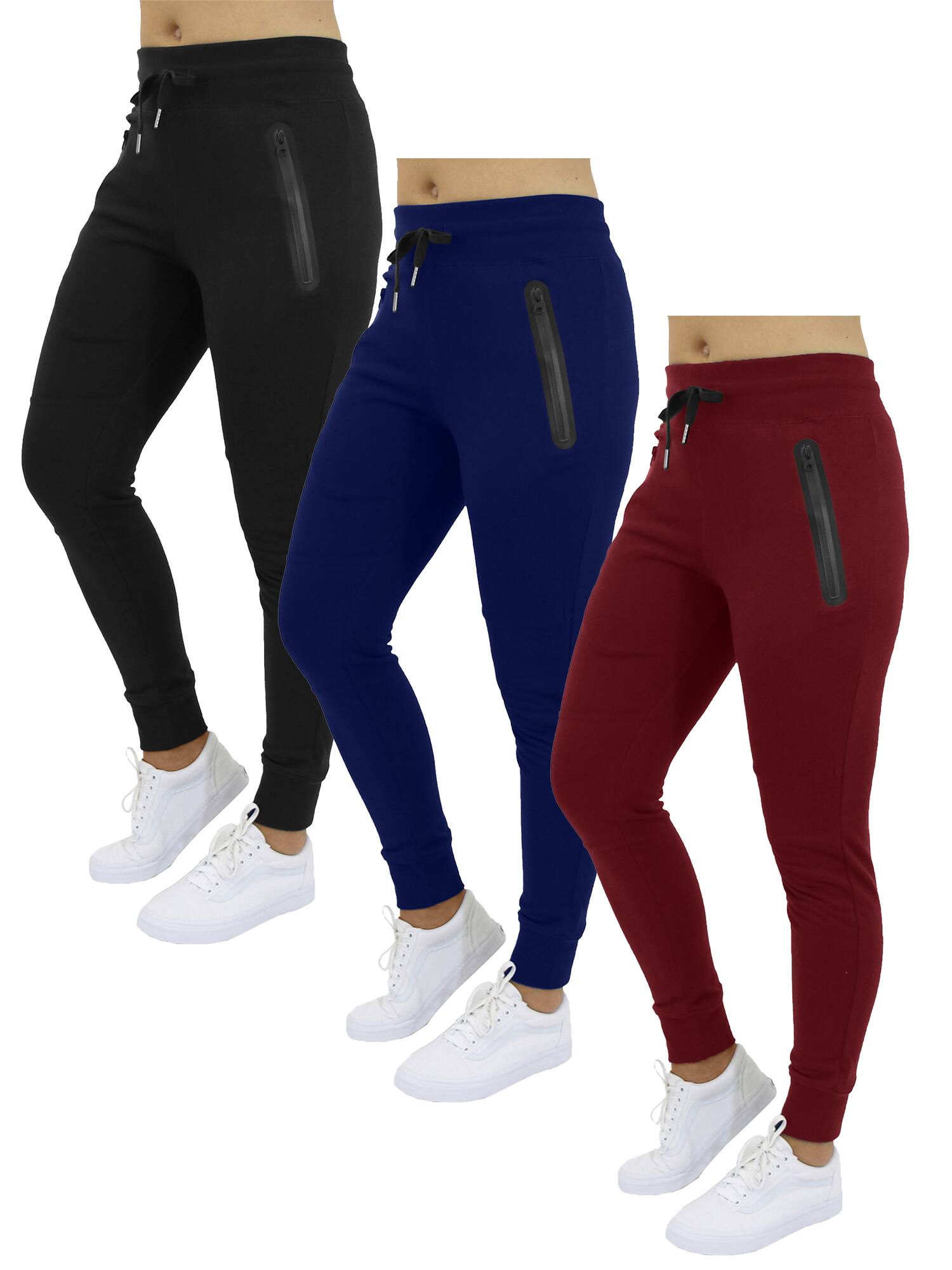Galaxy By Harvic Womens 3 Pack Heavyweight Oversized Loose Fit Fleece Jogger Sweatpants