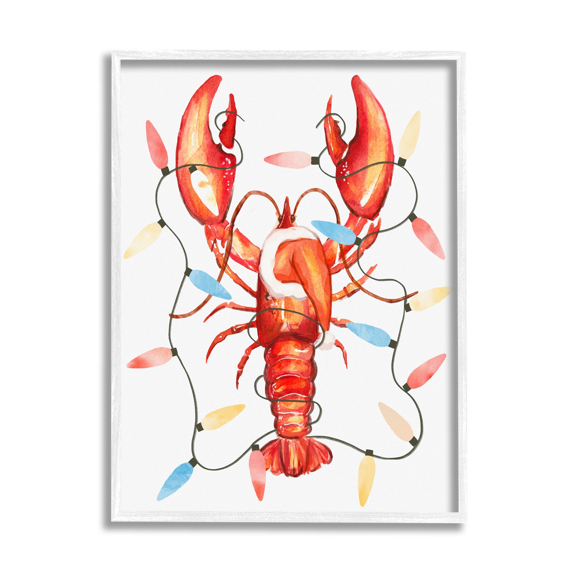 Stupell Industries Nautical Lobster Christmas Lights Framed Giclee Art