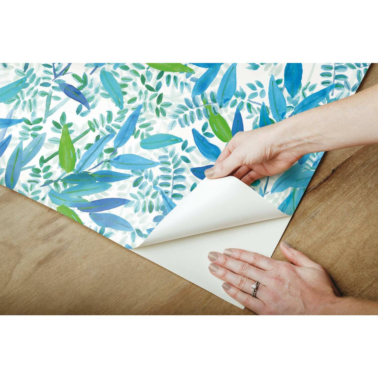 RoomMates Watercolor Leaves Peel &#x26; Stick Wallpaper