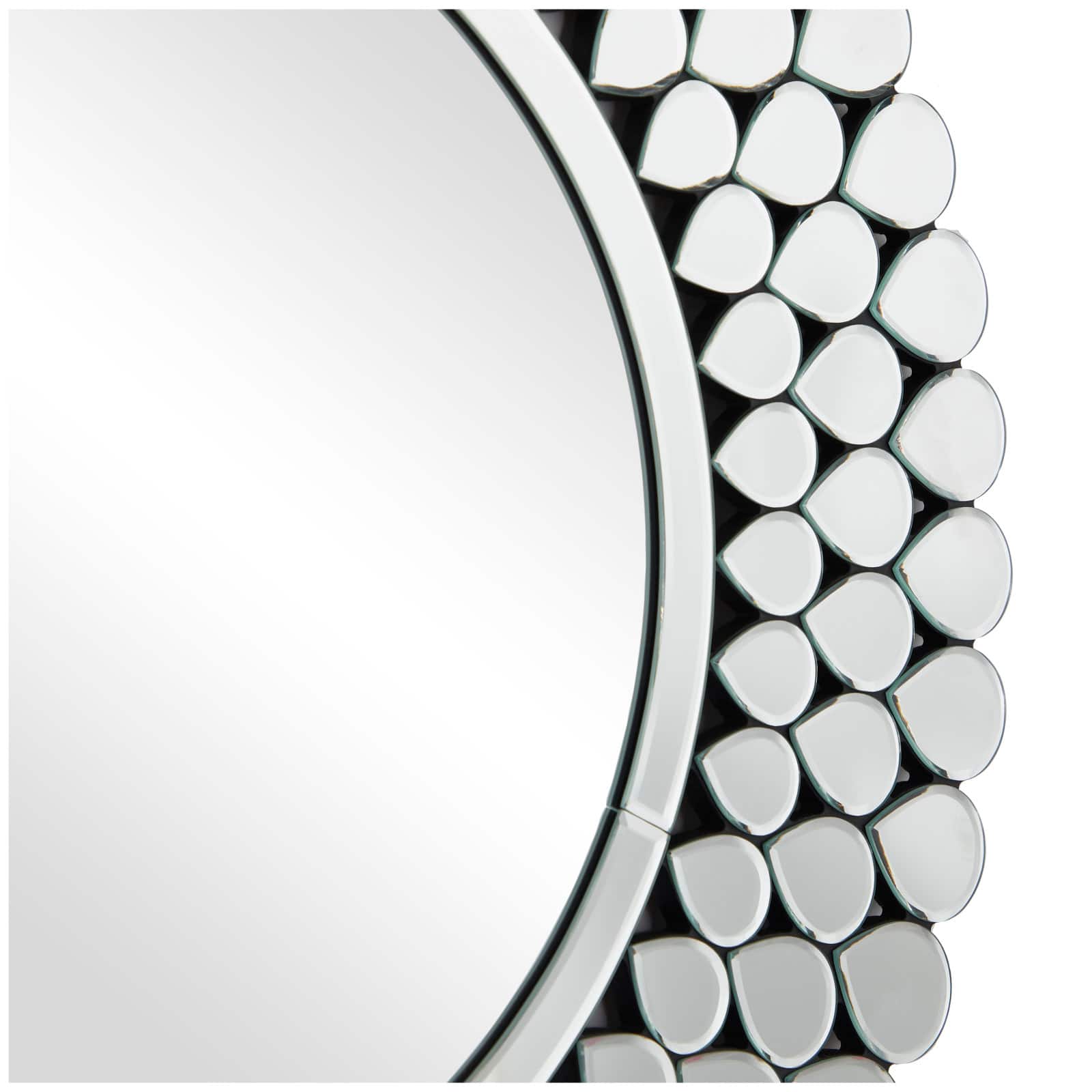 Silver Glass Starburst Wall Mirror with Teardrop Embellishment 31" x 1" x 31"