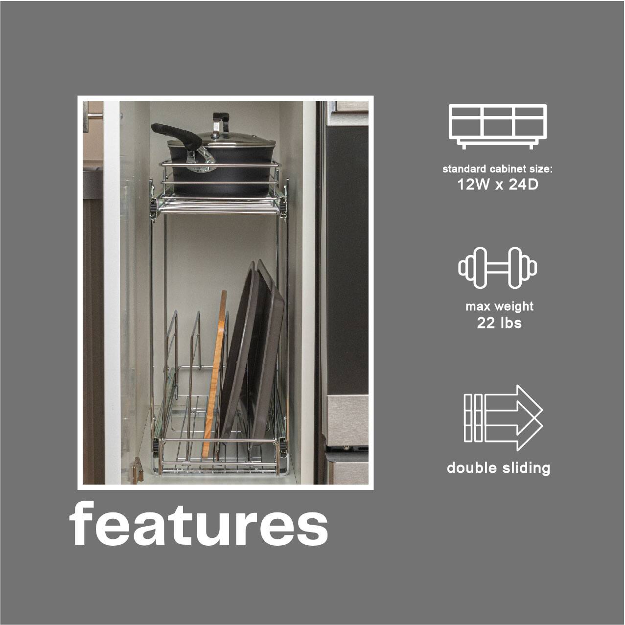 Household Essentials Glidez Chrome-Plated Steel 2-Tier Dual-Sliding Storage Organizer