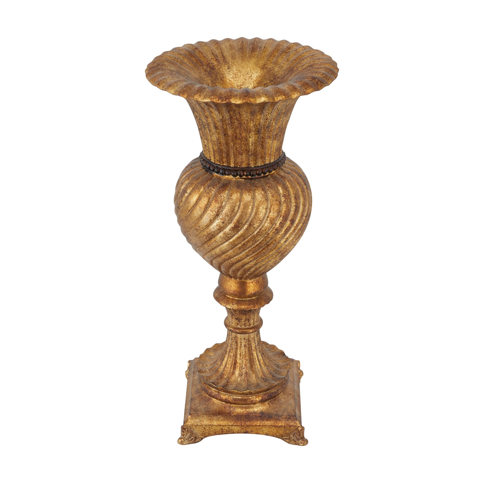 Gold Polystone Traditional Vase, 22" x 10" x 10"