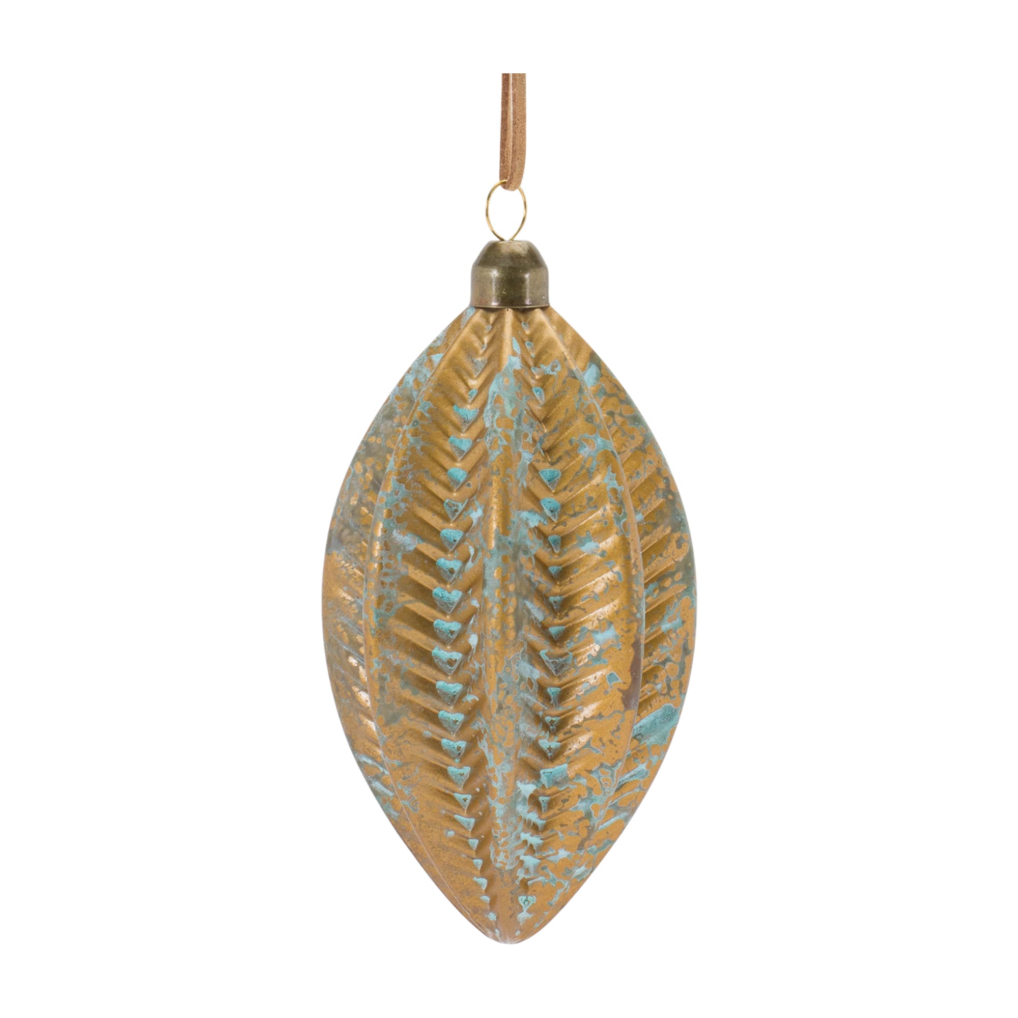 Blue &#x26; Brown Distressed Ribbed Glass Ornament Set