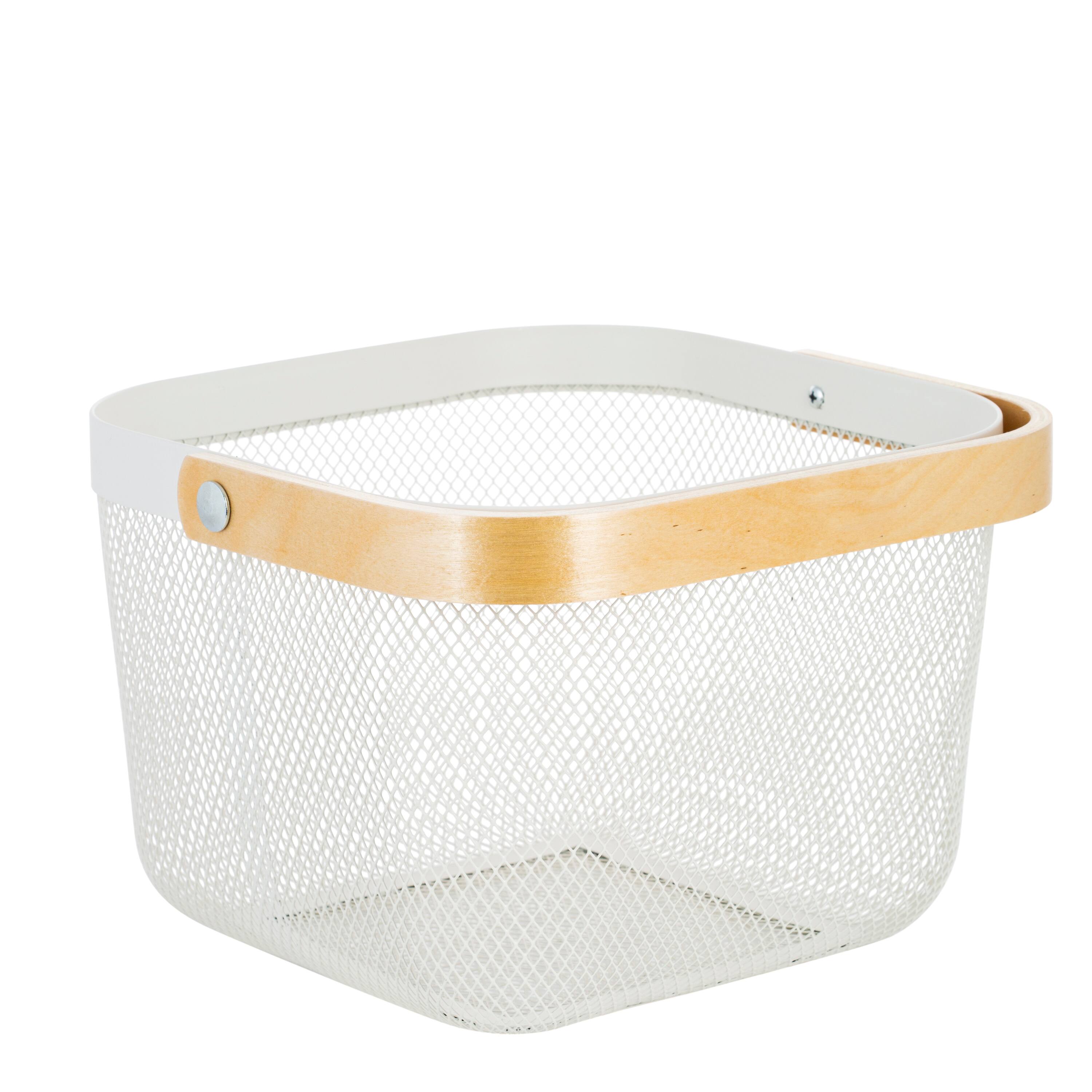 Simplify White Mesh Tote with Bamboo Handle