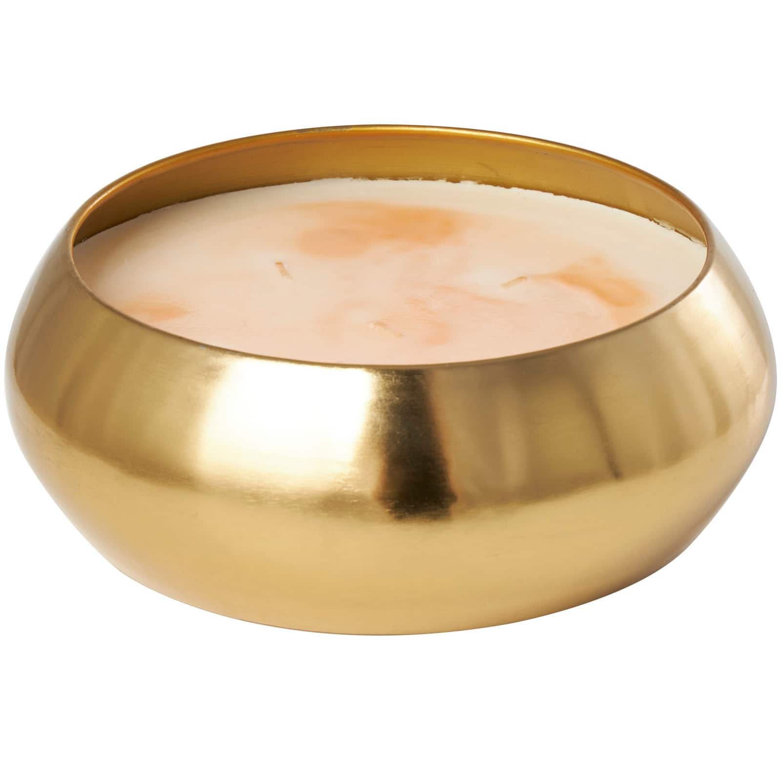 125oz. Jasmine Scented White 5 Wick Candle in Gold Bowl