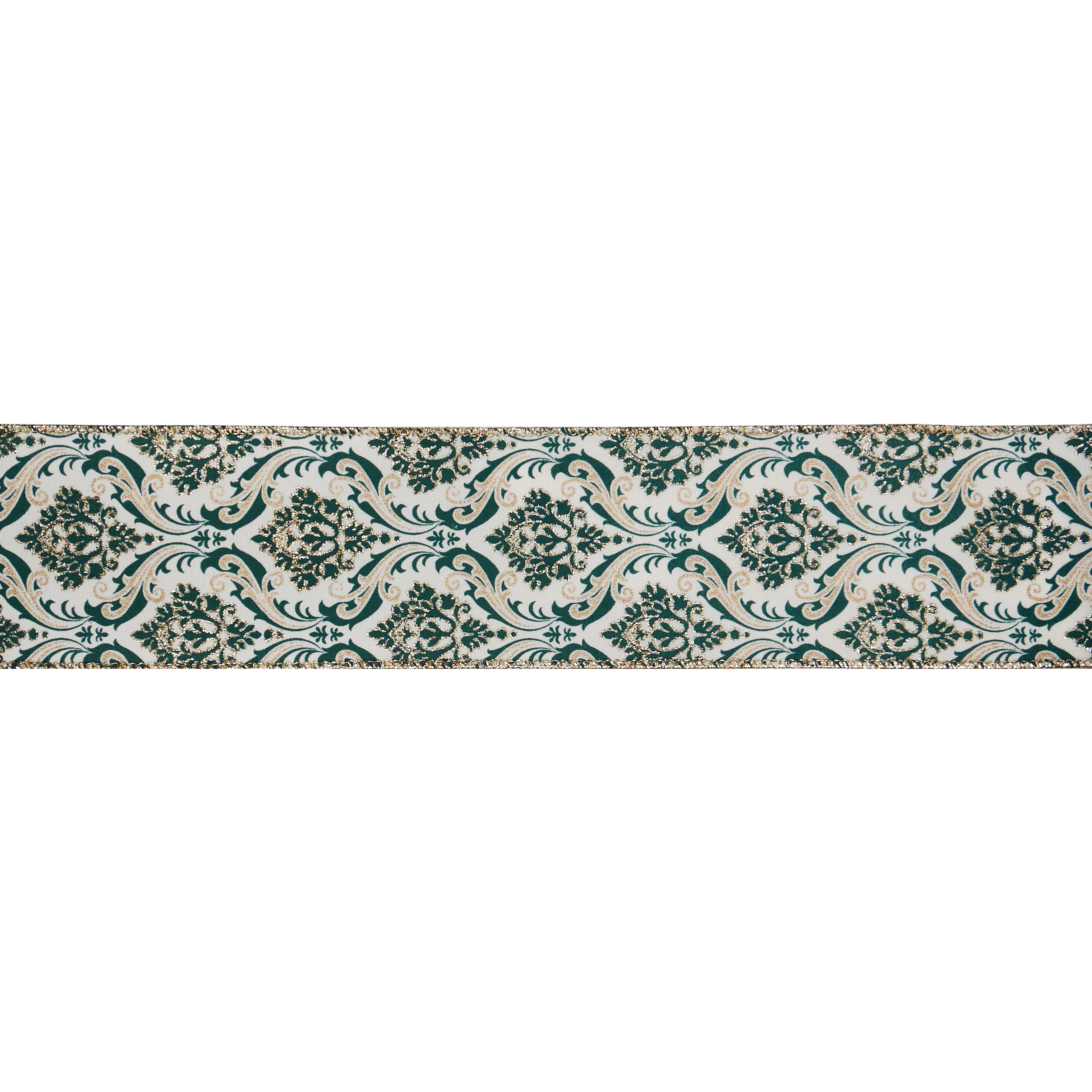 2.5&#x22; x 20ft. Green Damask Wired Ribbon by Celebrate It&#xAE;