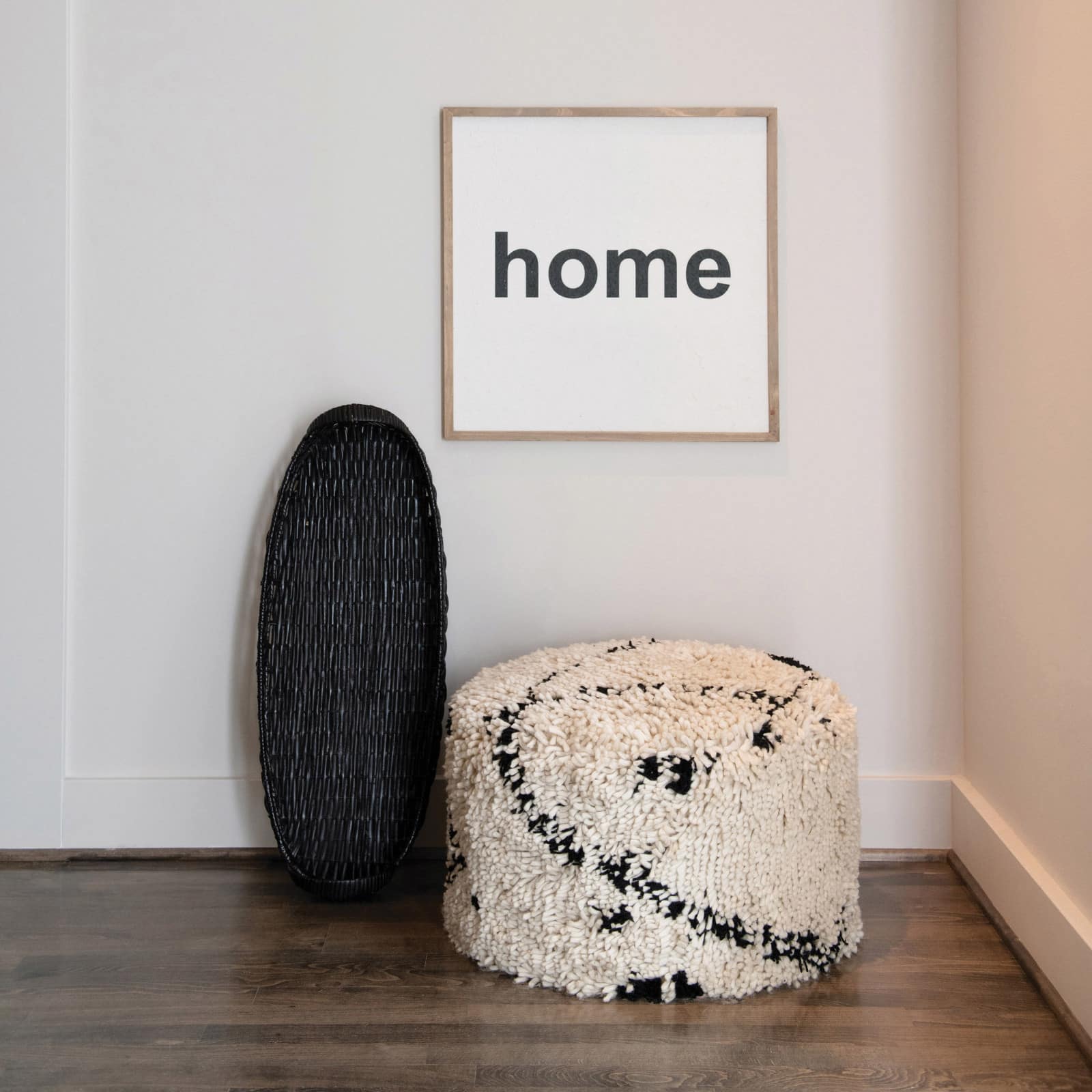 Hello Honey® 2.5ft. Black Hand-Woven Rattan Tray with Handles