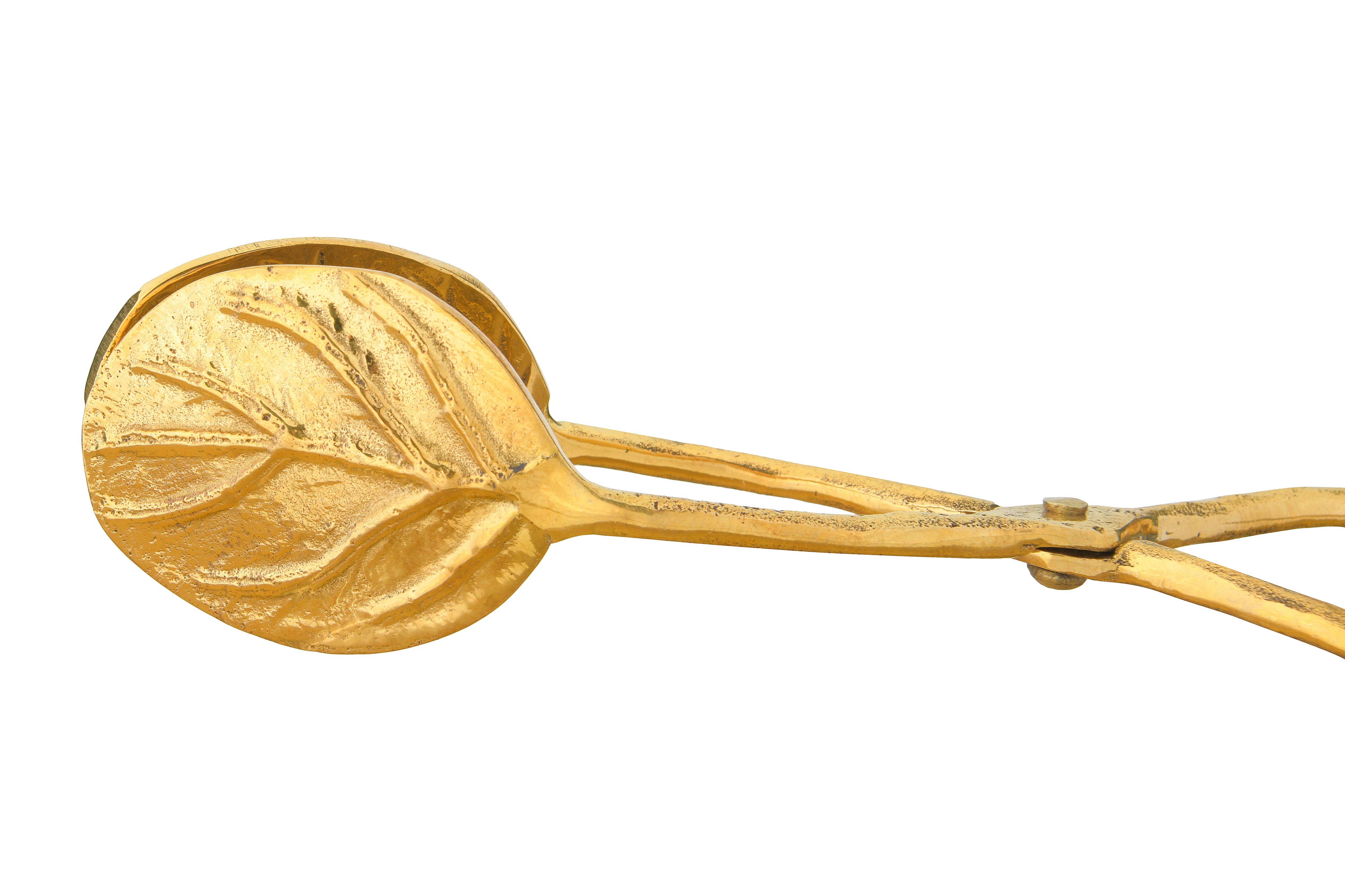 8&#x22; Gold Embossed Leaf Shaped Tongs