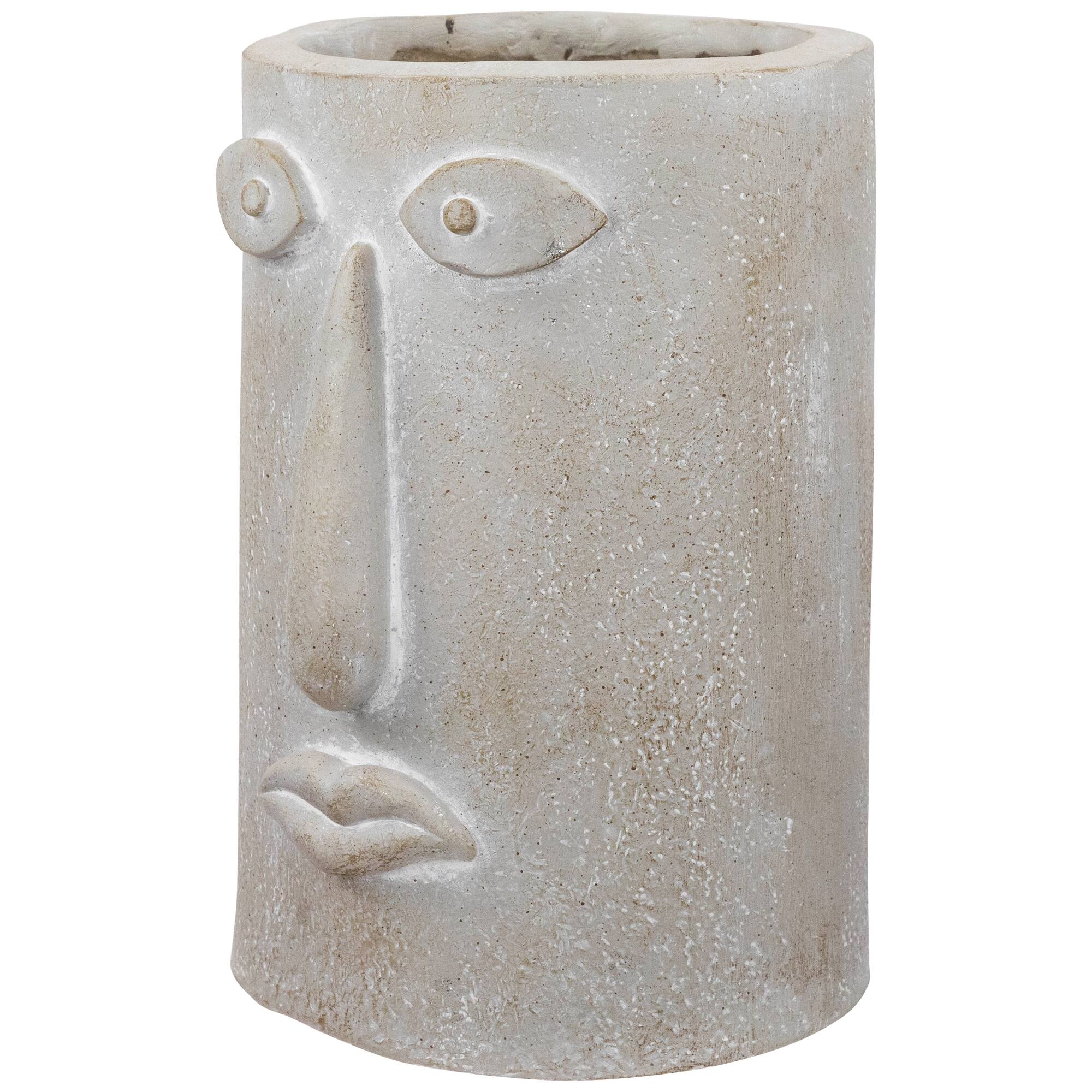 12.25" Abstract Face Ceramic Outdoor Garden Planter