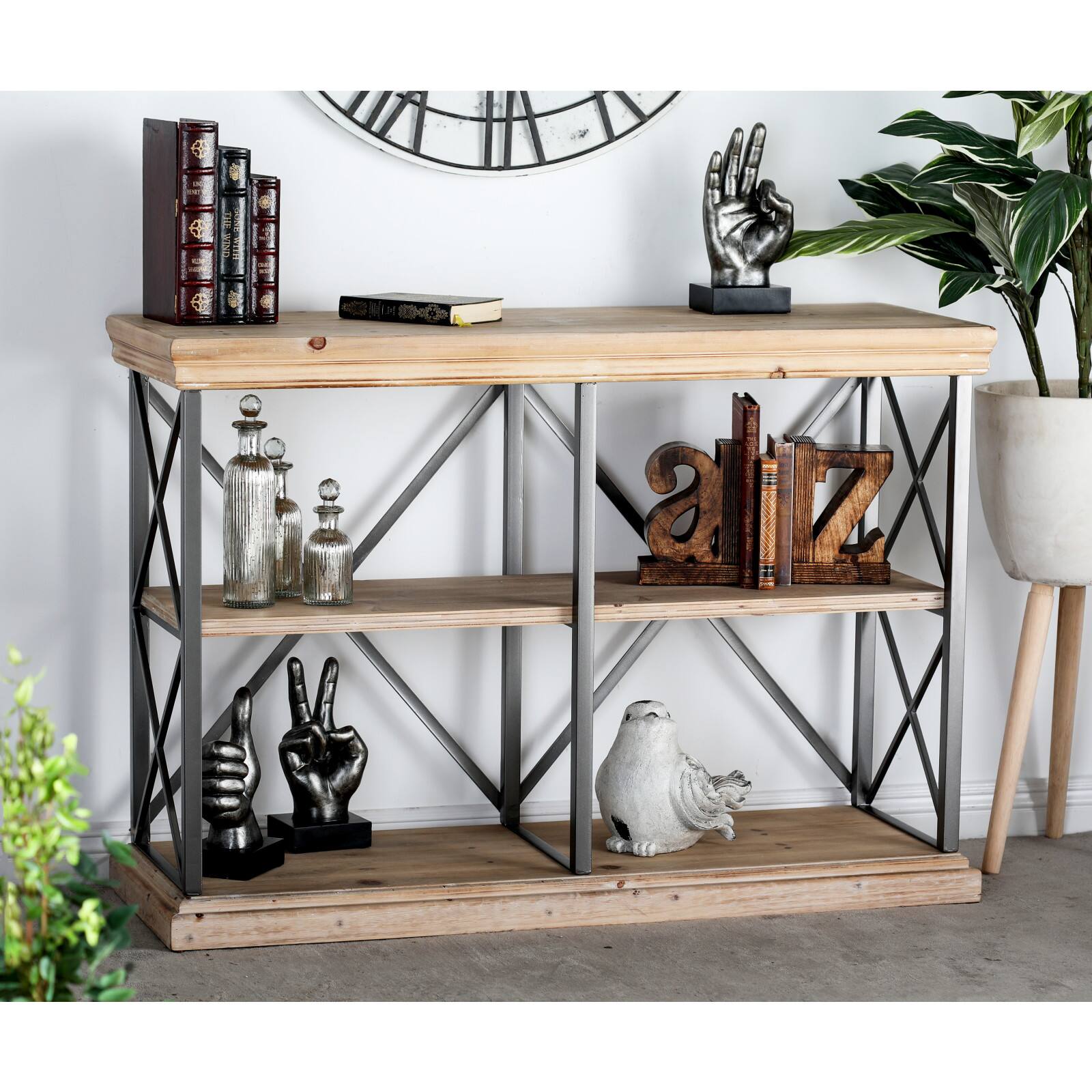 Brown Wood Industrial Shelving Unit, 34 &#x22; x 48 &#x22; x 17 &#x22;